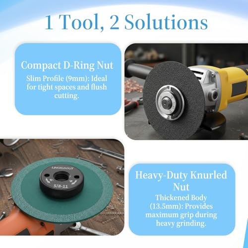 2PCS Angle Grinder Flange Nut with 5/8-11 Inch Thread Metal Grinder Lock Nut