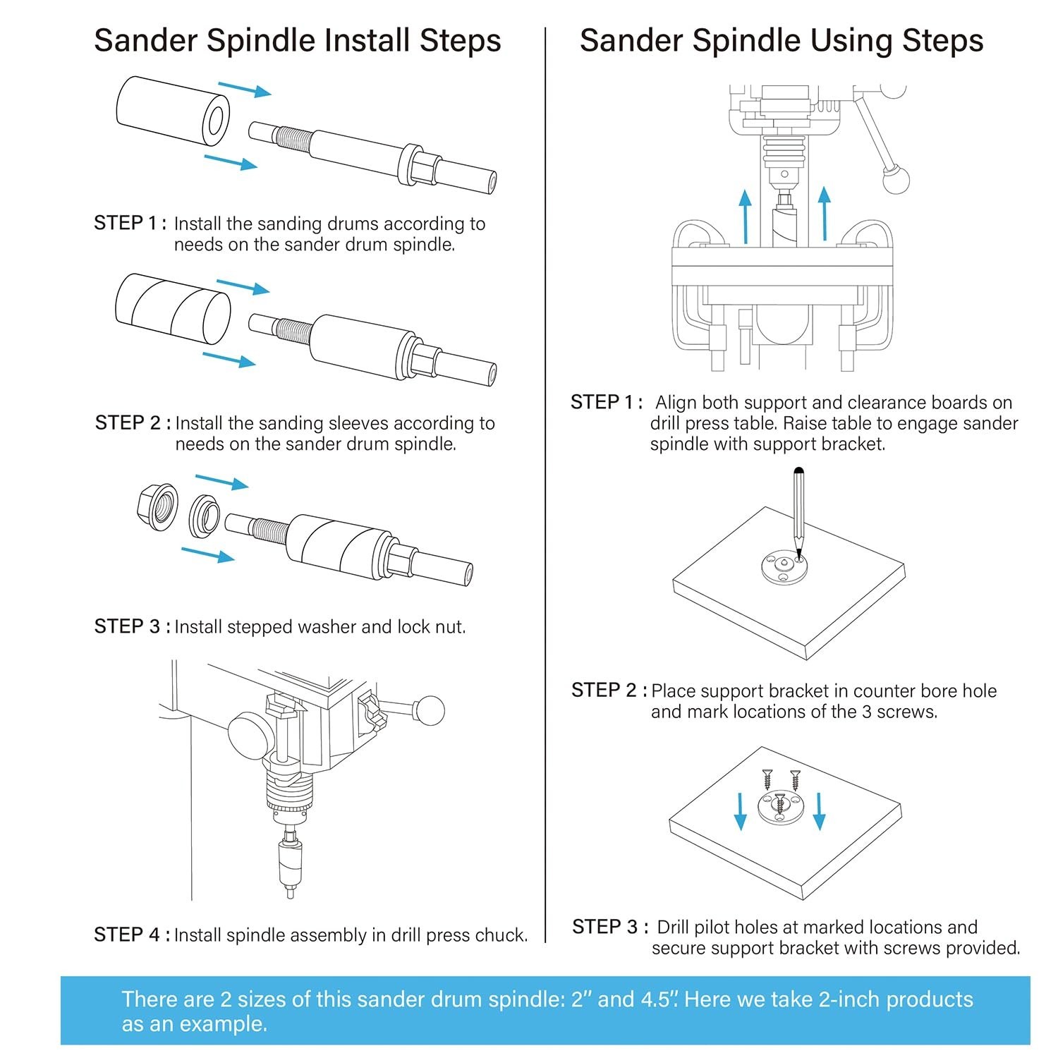 Drill Press Sanding Kit with Support Bracket and Stepped Washer Included