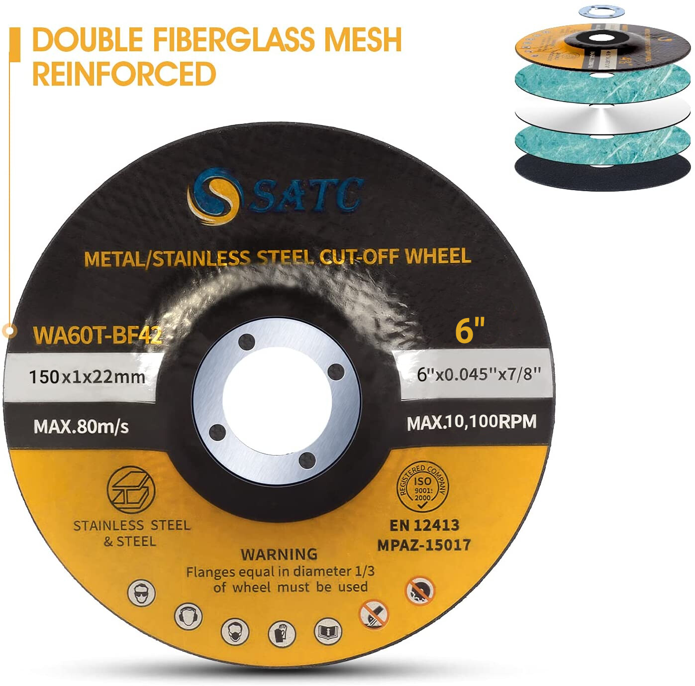 50 Pack 6″ Depressed Center Cut Off Wheels Metal & Stainless Steel Cutting Discs