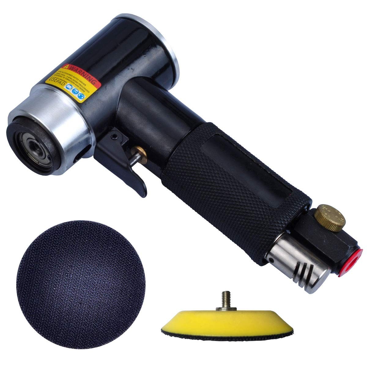 2″ & 3″ Dual Action Mini Air Sander, Random Orbital and pad, Black