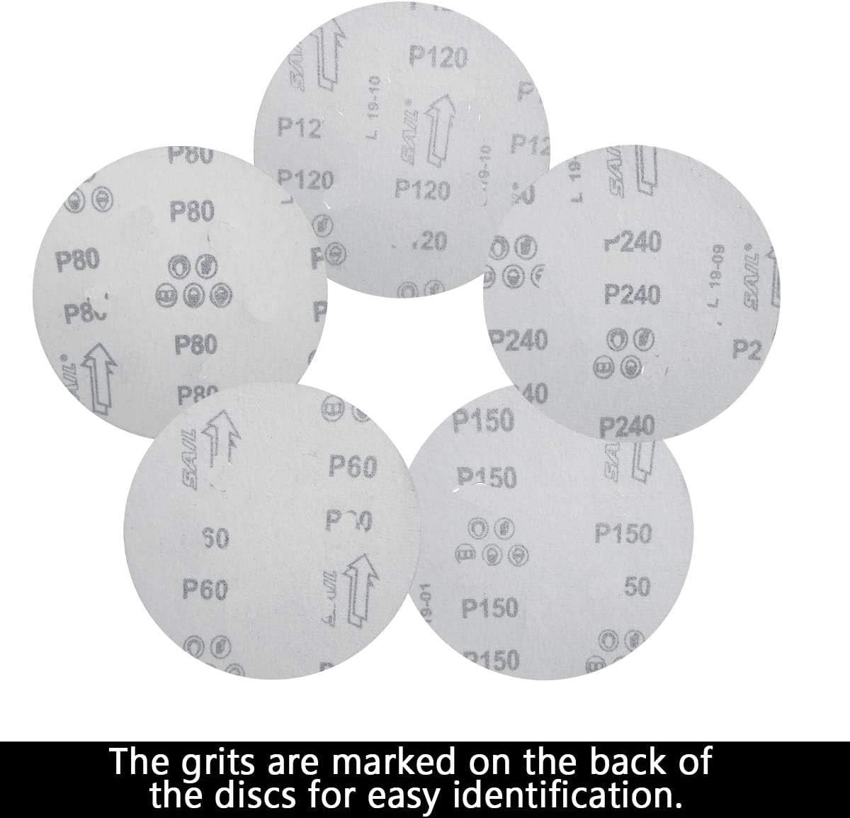 Tonmp 100 PCS 6 Inch No Hole Hook and Loop Sanding Disc Set- 60 80 120 240 400