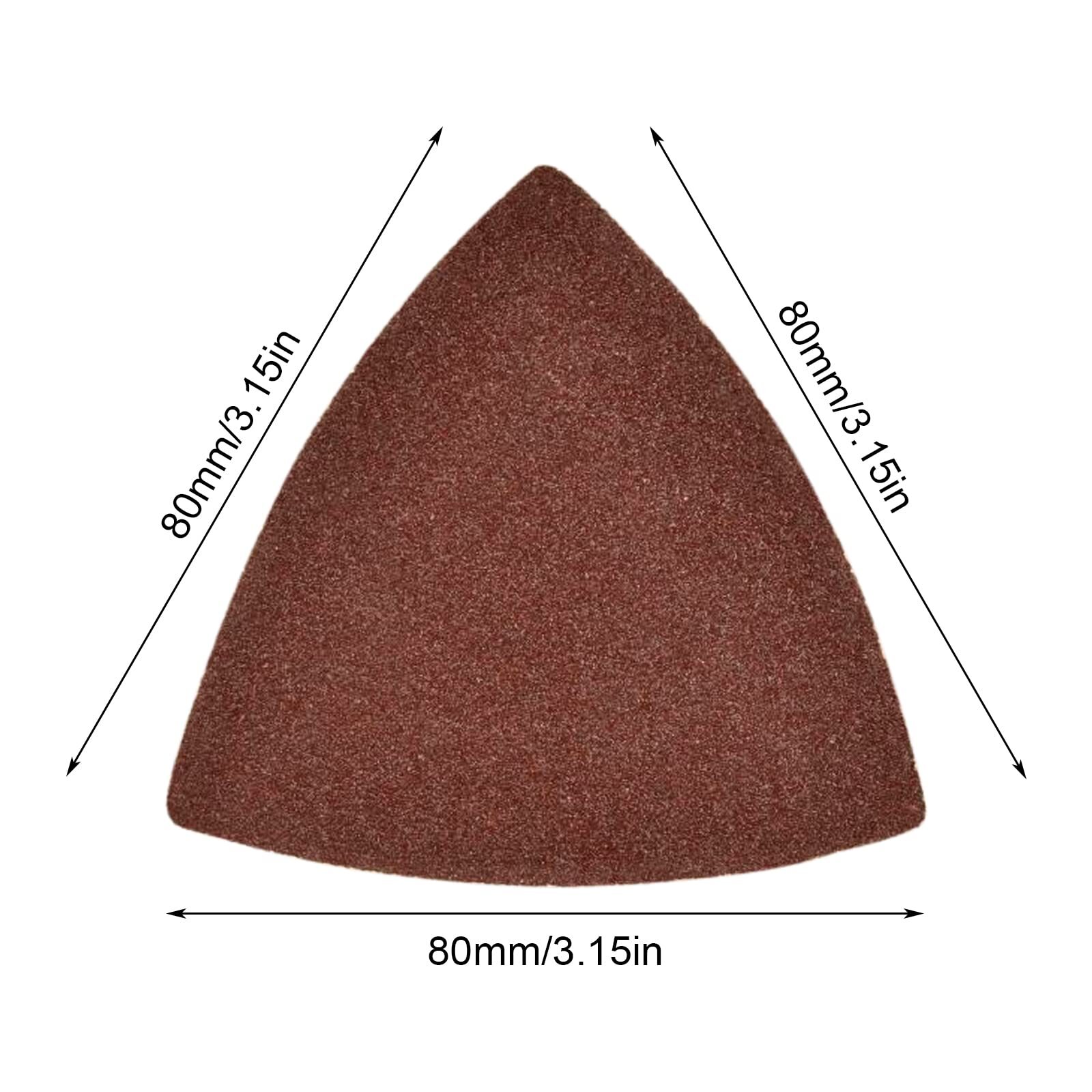 20 Pcs 60 Grit 80mm Triangular Multitool Sandpaper for 3-1/8″ Sanding Pads