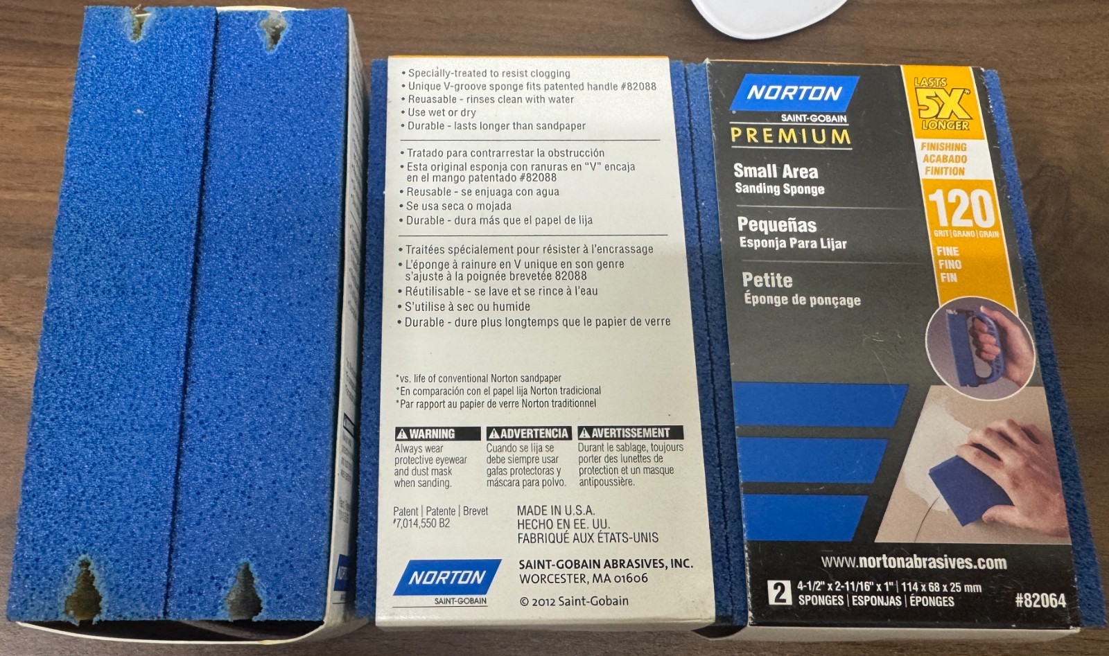 6 – Norton Saint-Gobain Premium Sanding Sponge 120 Grit FINE # 82064