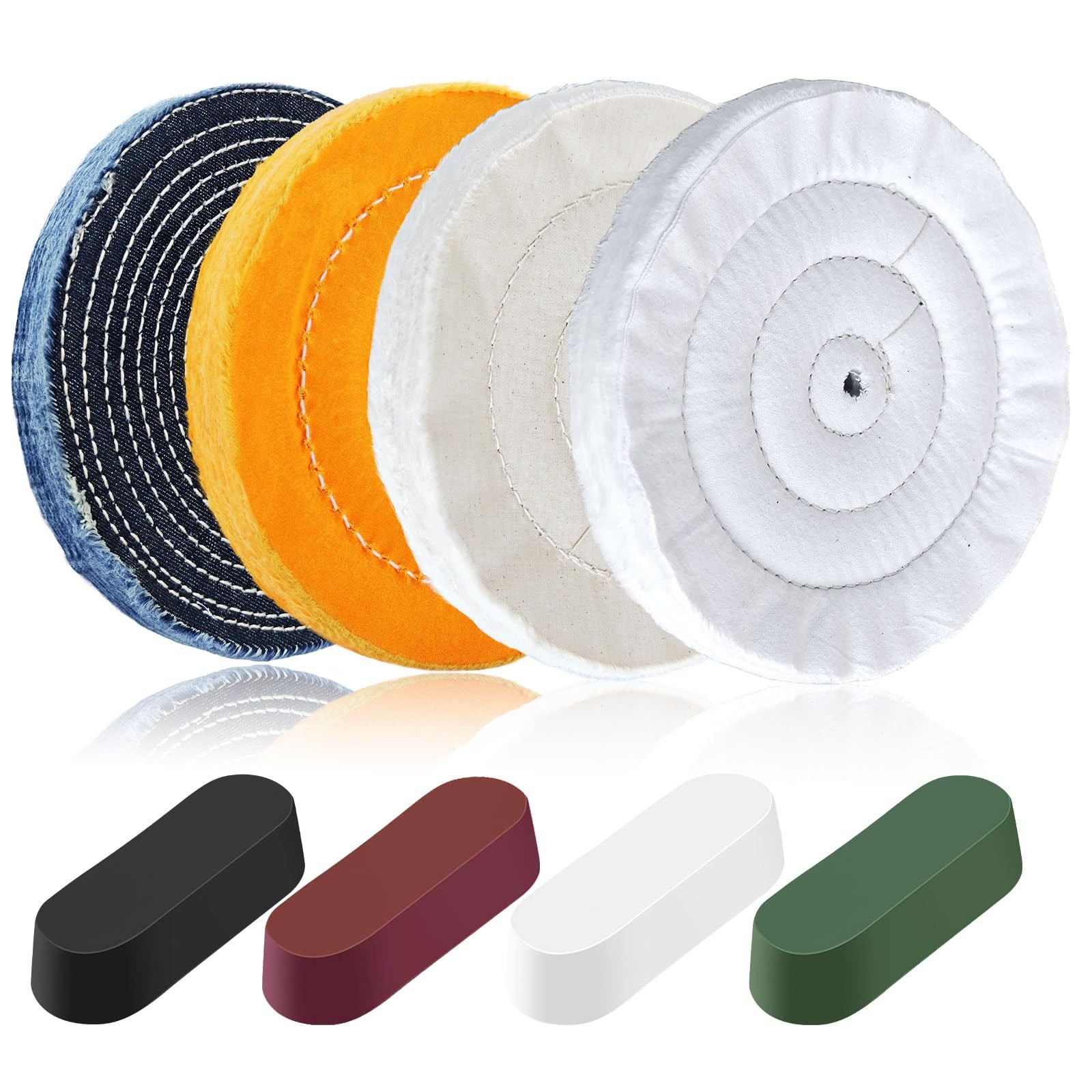 8PCS 8 Inch Buffing & Polishing Wheel Kit for Bench Grinder, 1/2″ Arbor Hole,…