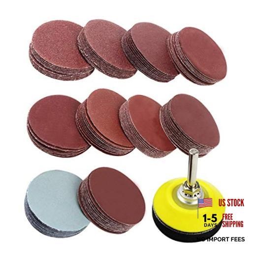 100pcs 2″ Drill Sander Attachment with Backer Plate 1/4″ Shank Sanding