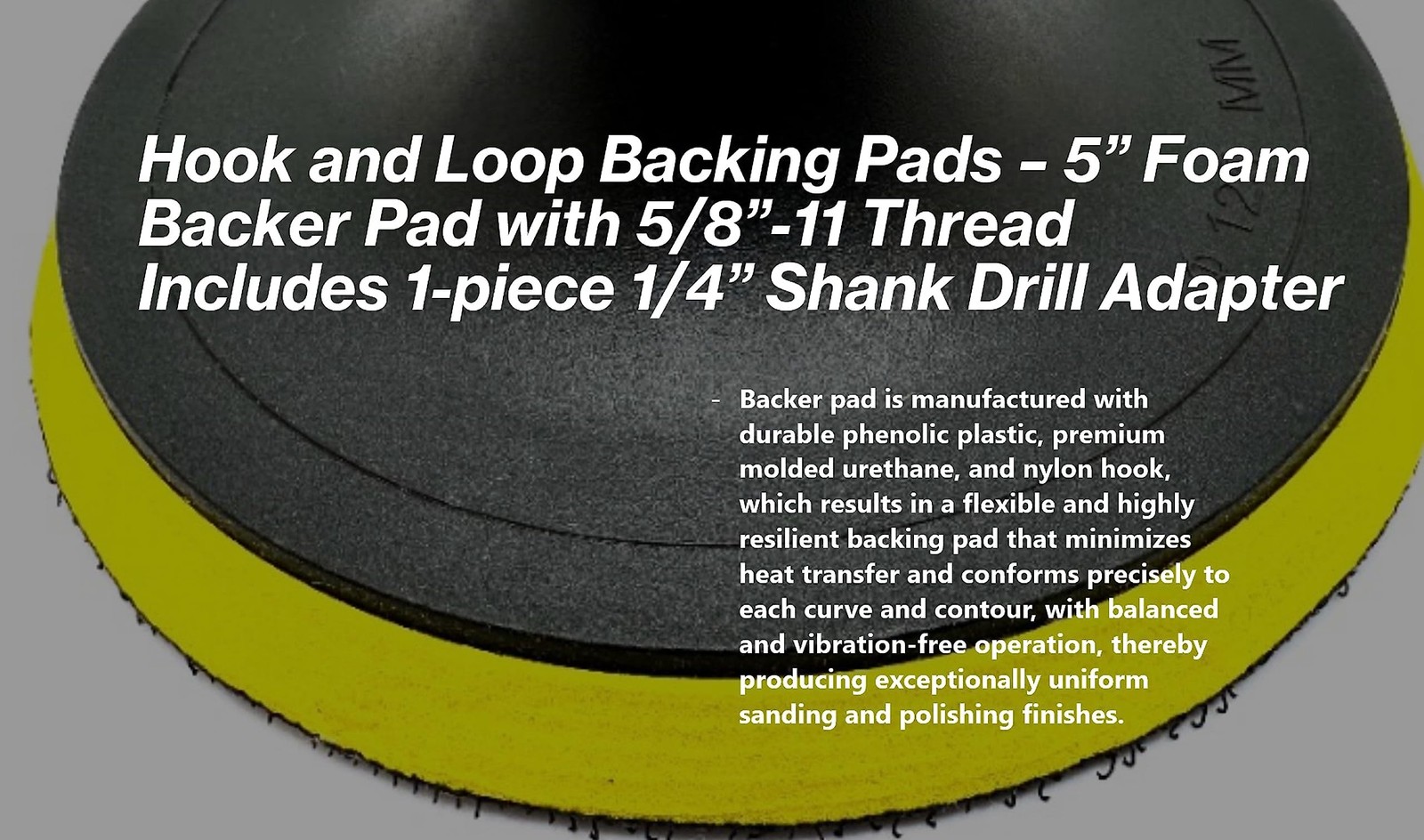 Pro-Graad 1 Pack 5″ Hook and Loop Backing Pads Foam Backer Pad with 5/8”-11 –…
