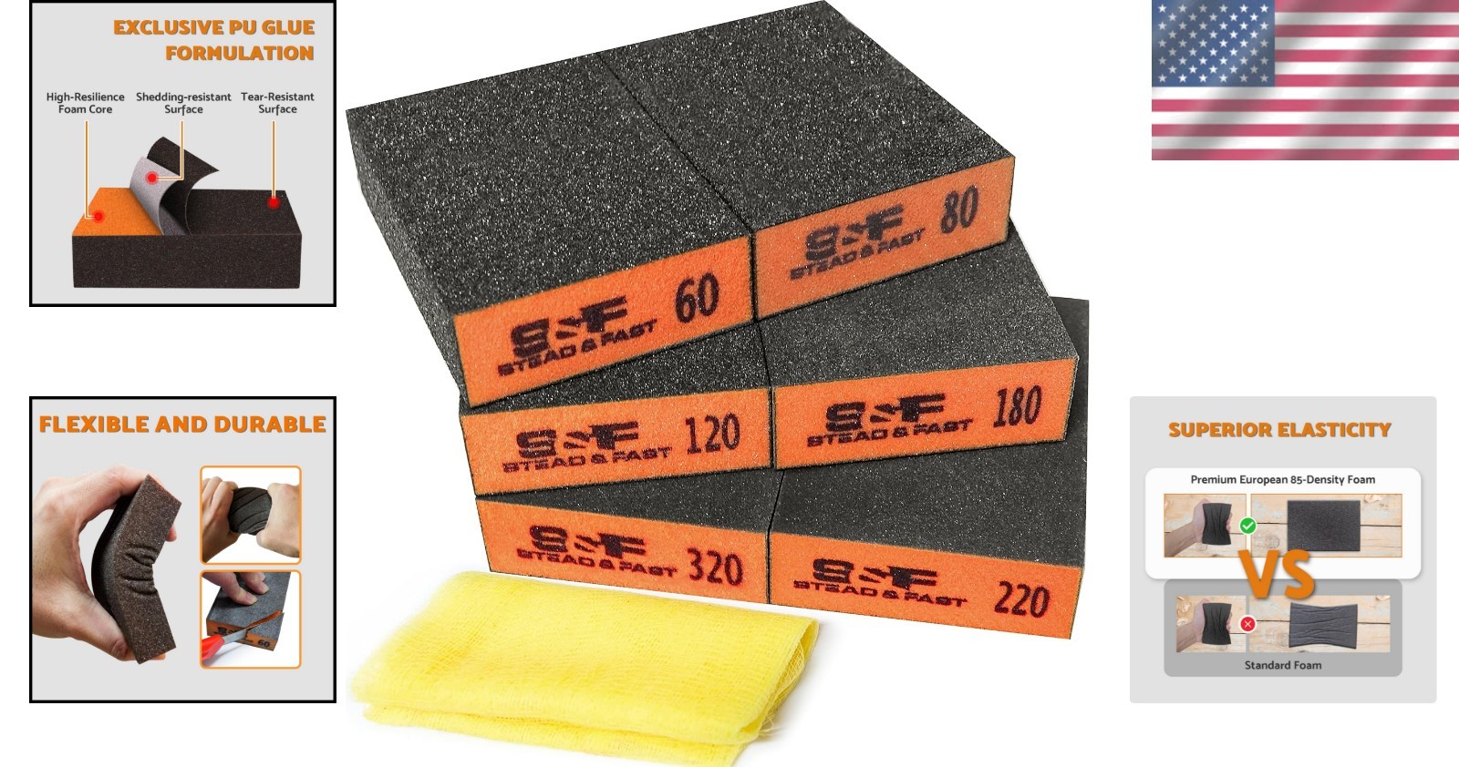6-Pack Aluminum Oxide Sanding Sponges: Coarse to Fine Grits for Perfect Finishes