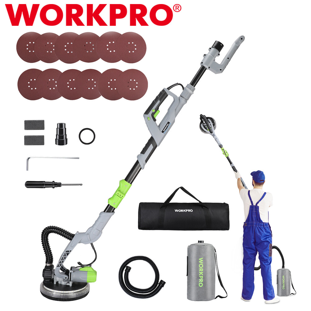 WORKPRO Drywall Sander Kit 720W Electric Sander 7 Speed 1100-1850RPM Wall Sander
