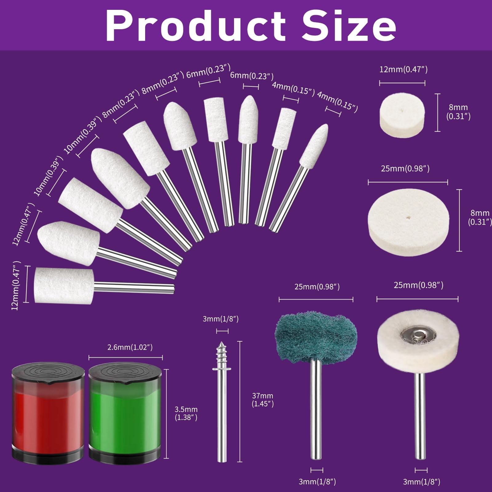 114 PCS Polishing Kit with 2Pcs Polishing Compound for Dremel, Abrasive Buffi…