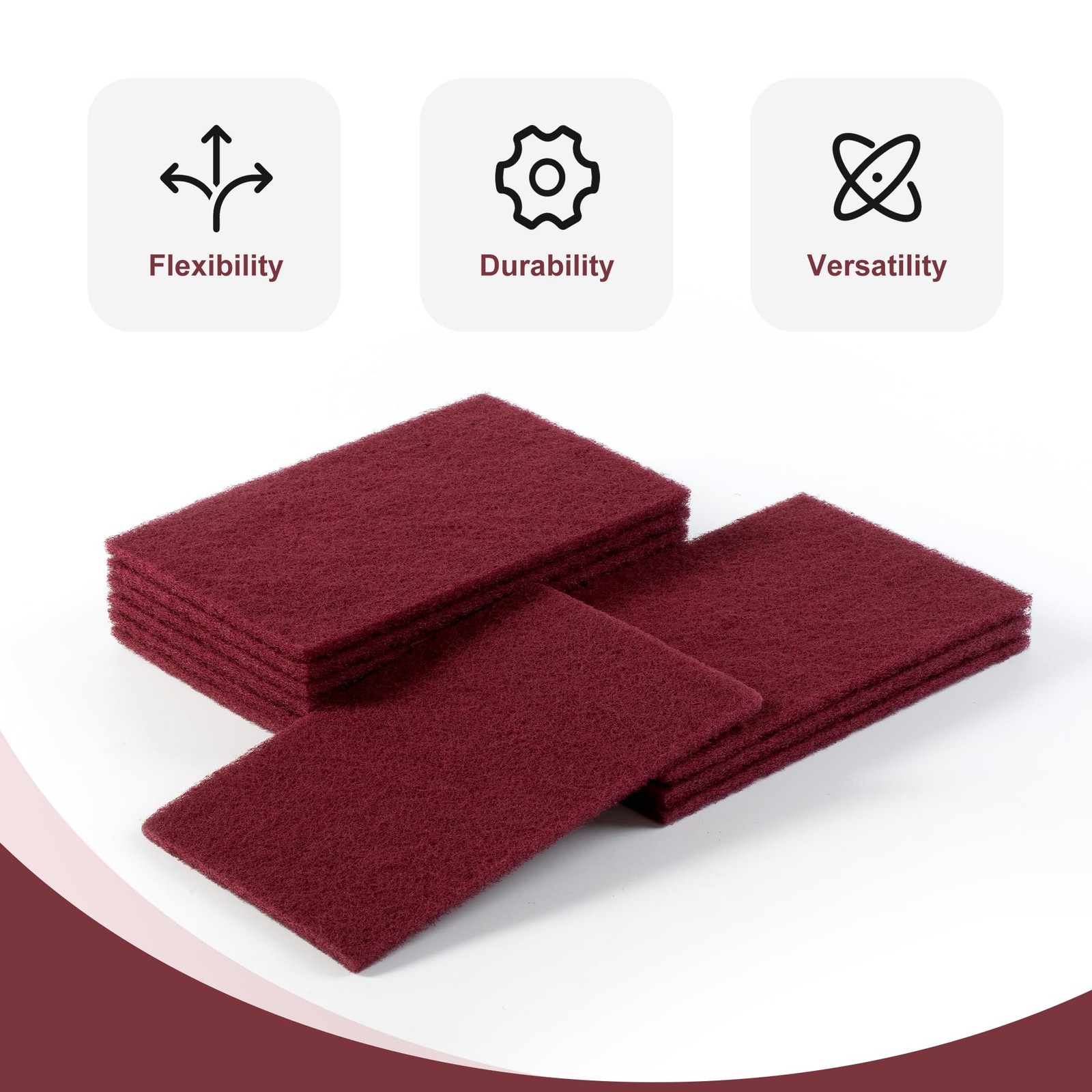 10PCS 6×9 In Maroon Scuff Pads 320 Grit Red Scuff Pads Aluminum Oxide Grains