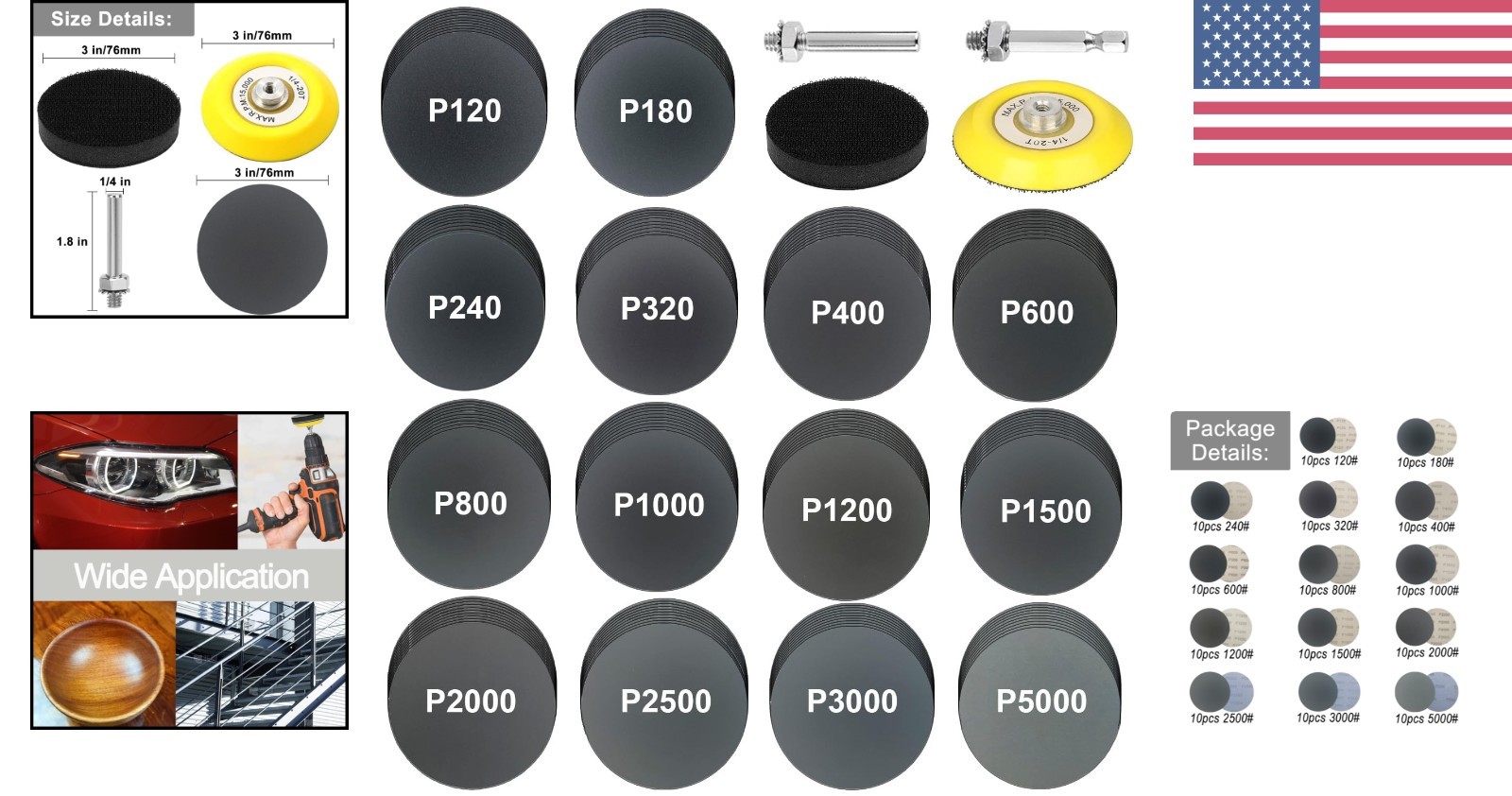 High-Quality 140 Pcs 3-Inch Sanding Discs for Fine Finishing & Polishing Tasks