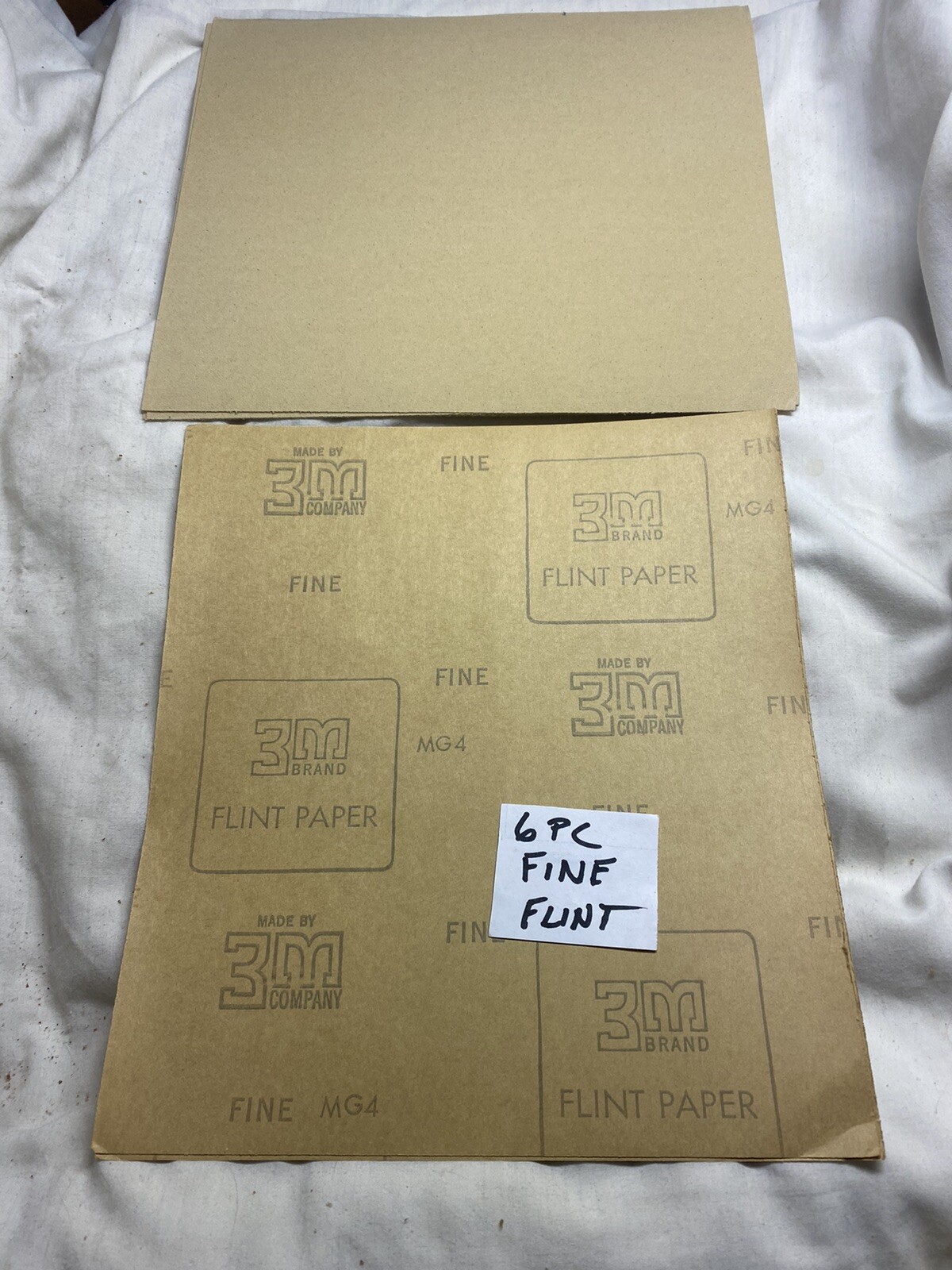 6 Sheets 9″x 10” Fine Sandpaper Sheets Flint New Old Stock