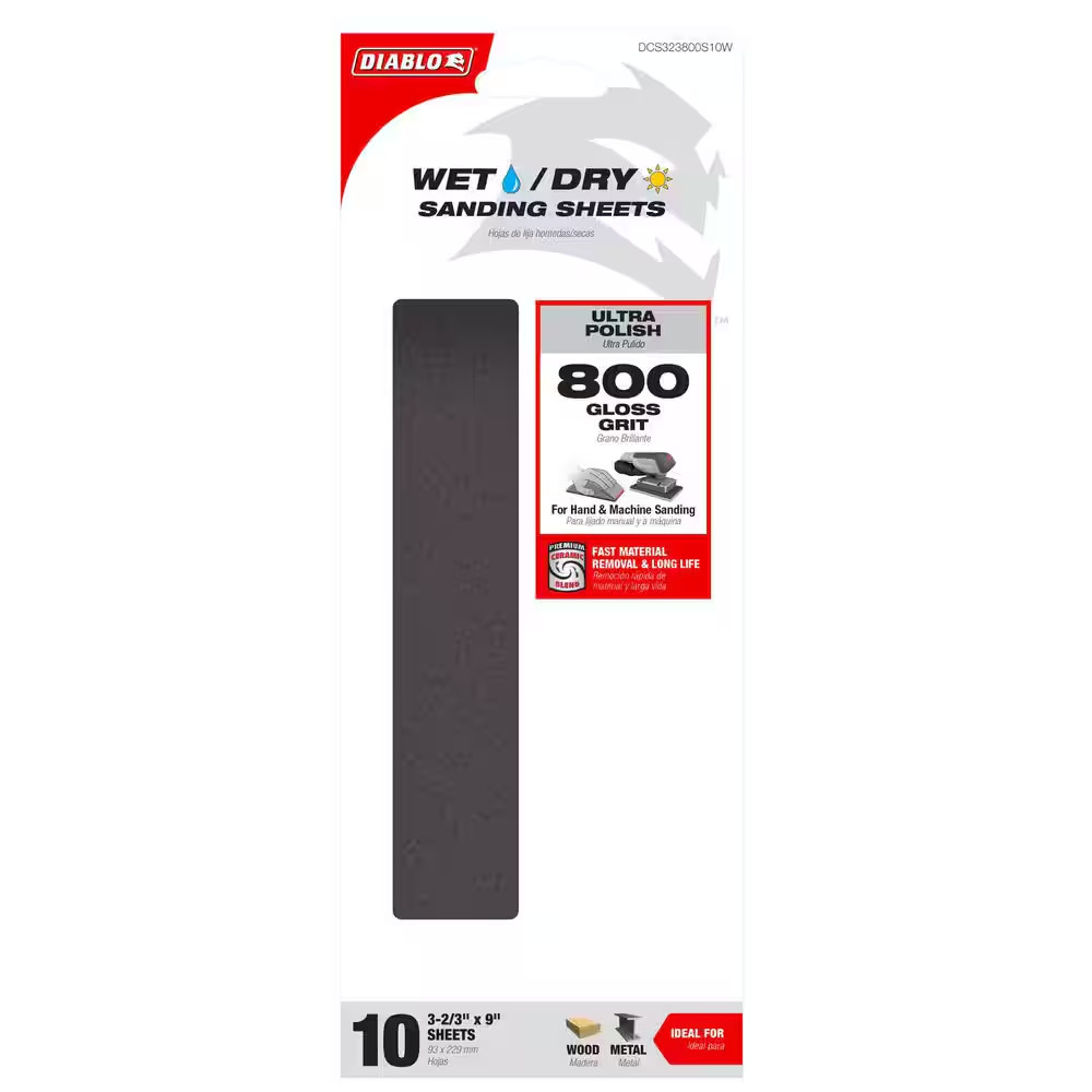 3-2/3 In. X 9 In. 800 Grit Ultra Polish Wet/Dry Sanding Sheet (10-Pack)