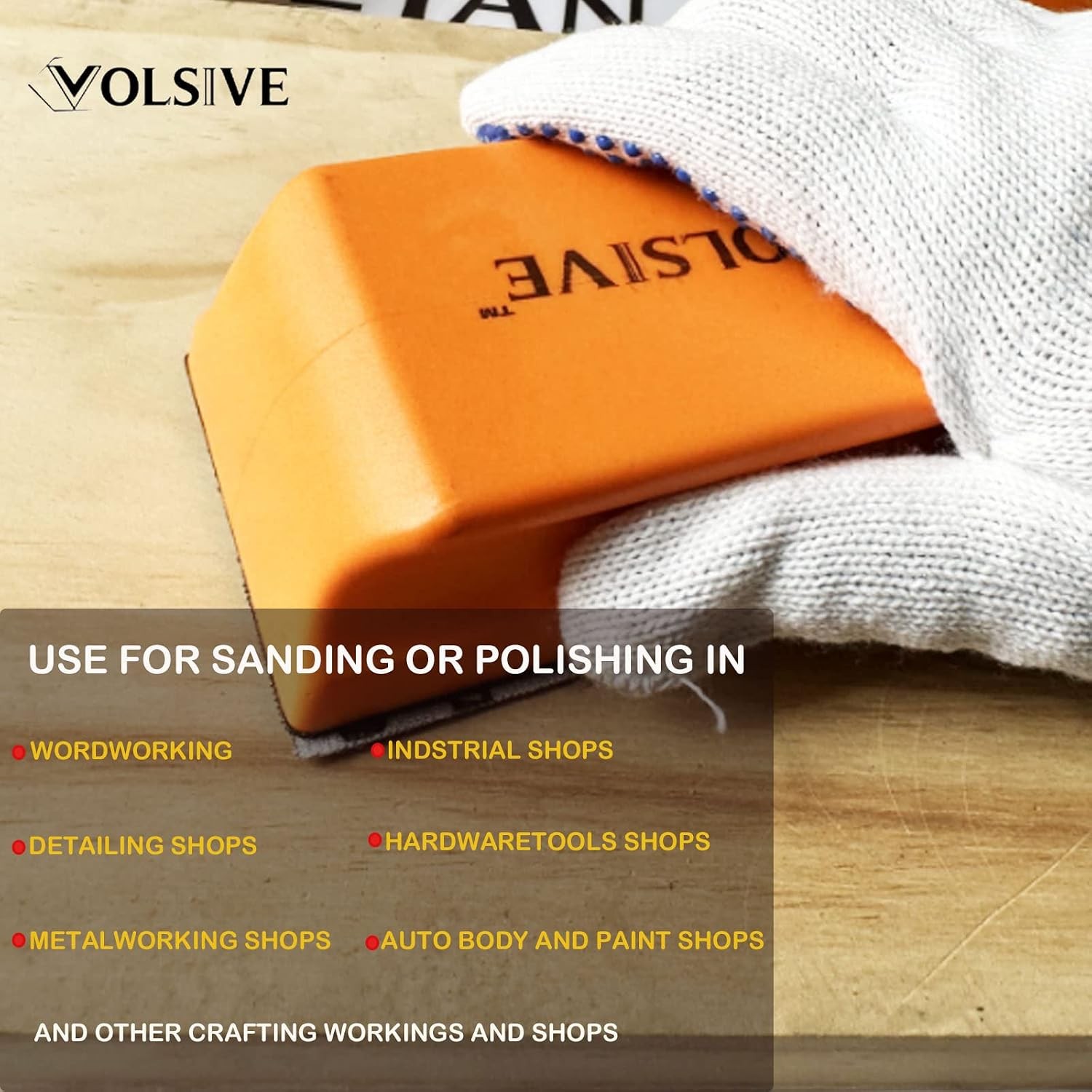 VOLSIVE 7pcs Hand Sanding Block Set, Rectangle Handheld Sanding Pad, Hook and Lo