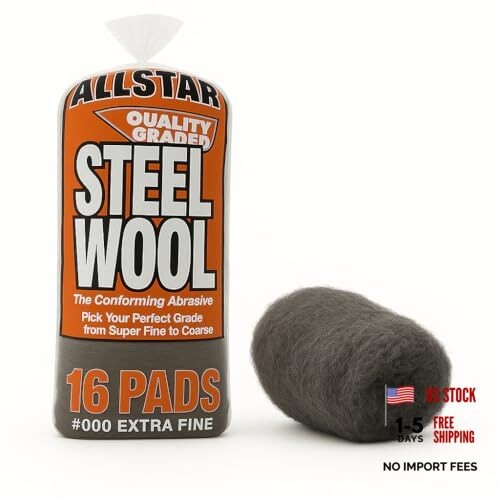 73016 Extra Fine 000 Steel Wool – 16 Pads, Ideal for Waterless Window