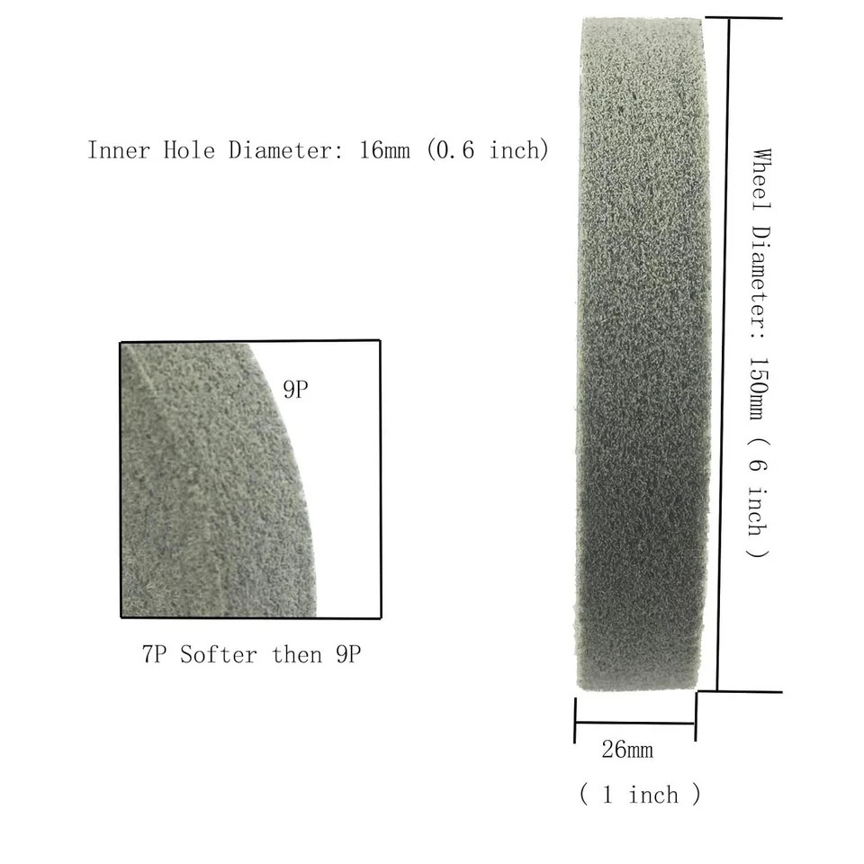 6 Inch Nylon Fiber Buffing Wheel 180 Grit Abrasive Polishing Discs for Bench Gr