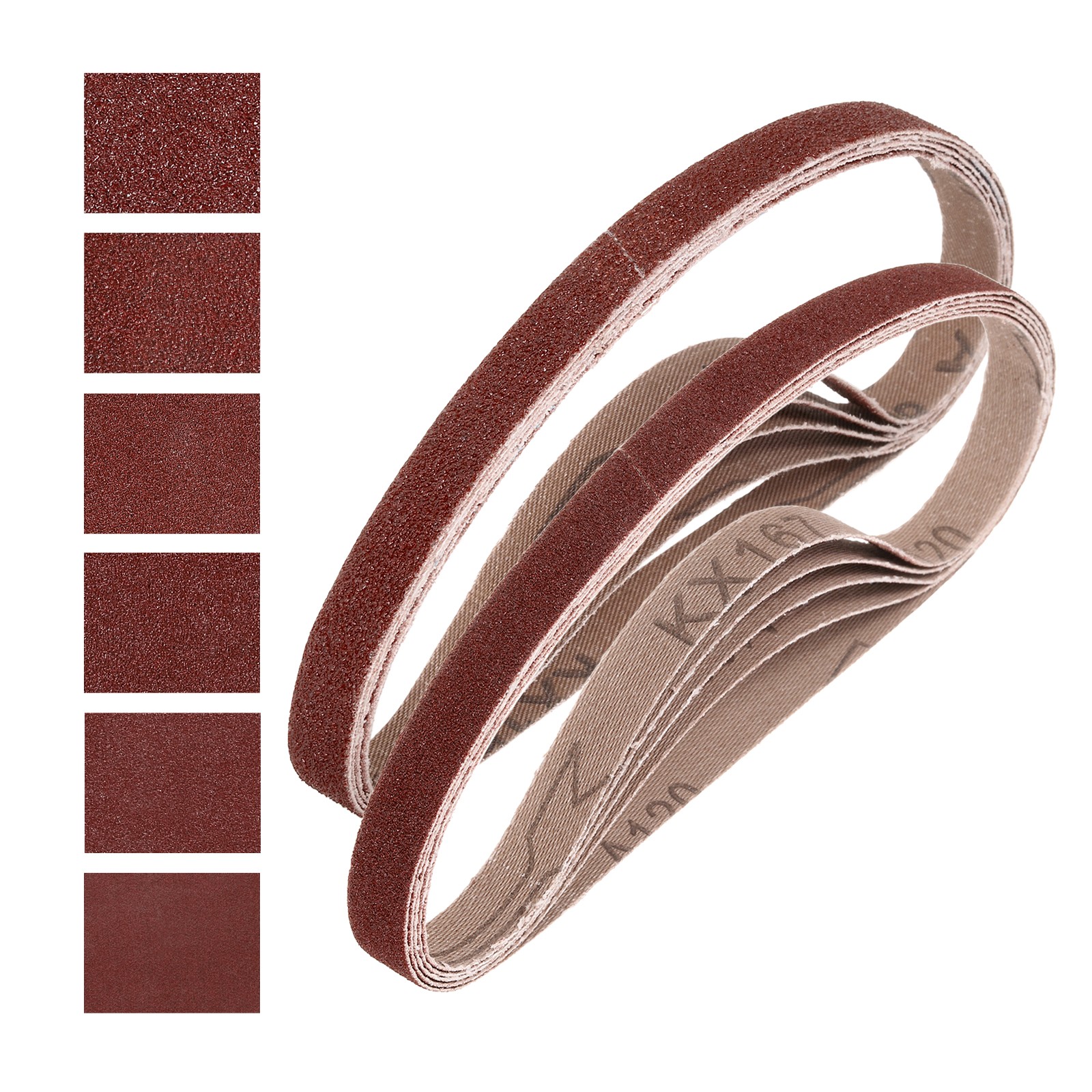 3/8 x 21 Inch Sanding Belts, 18 Pcs 40/80/120/150/240/400 Grits Aluminum Oxide