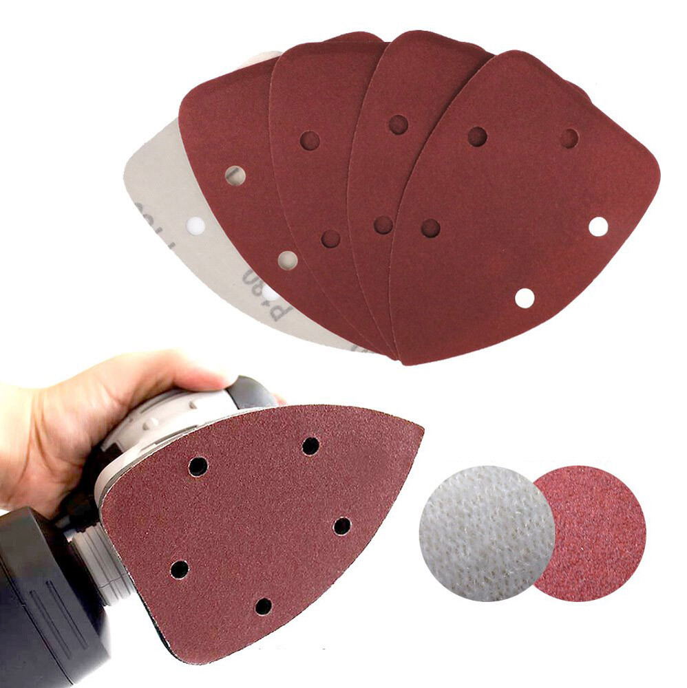 5 Hole Triangular Sanding Pads Hook & Loop Red Sand Paper 40#-2000# 140x140x90mm