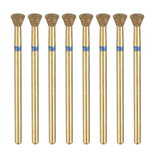 8pcs 120-140 Grits Diamond Grinding Bit 4mm Inverted Cone Head 4x3mm Blue