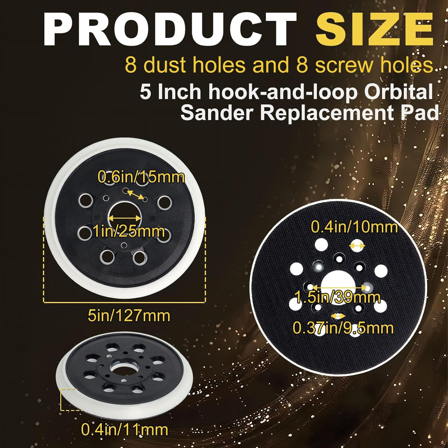 5 Inch 8 Hole Hook & Loop Replacement Sander Pad for 5″ Bosch ROS20VS, ROS20VSC,