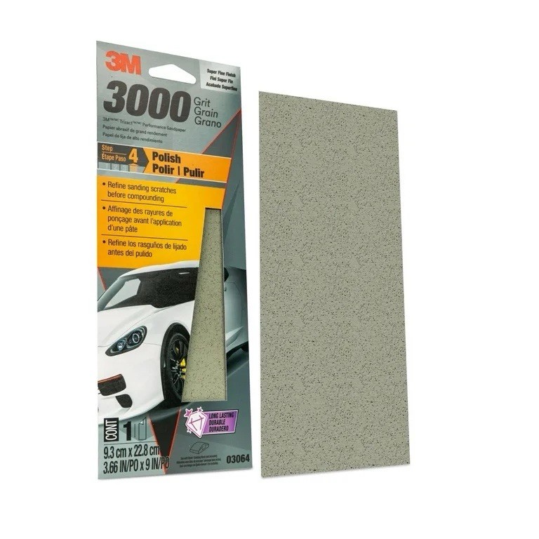 3M Performance 3000 Grit Sandpaper, 3-2/3 In X 9 In, Polish Clear Coat