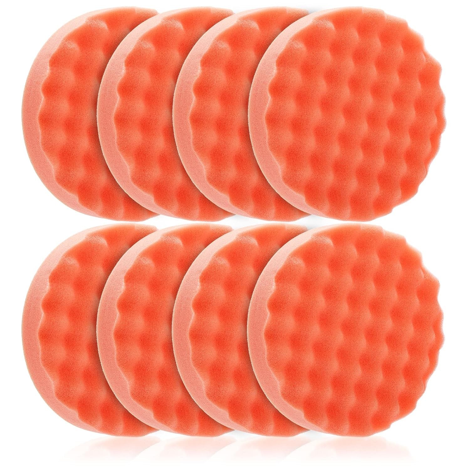 Fasmov 8 Pack 6″ Buffing Polishing Pads Waffle Buffing Pads, Orange Microfiber B