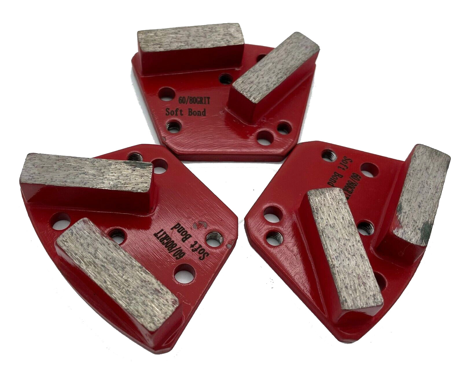 18 Pack Trapezoidal Concrete Grinder Polishing Pads Discs Soft Bond 60 / 80 Grit