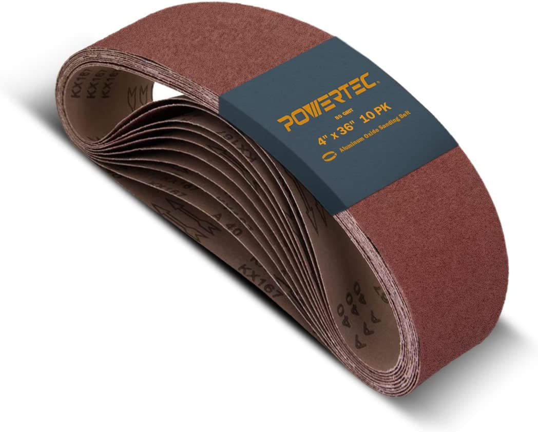 Sanding Belts, 80 Grit Aluminum Oxide, 4 X 36 Inch 10PK