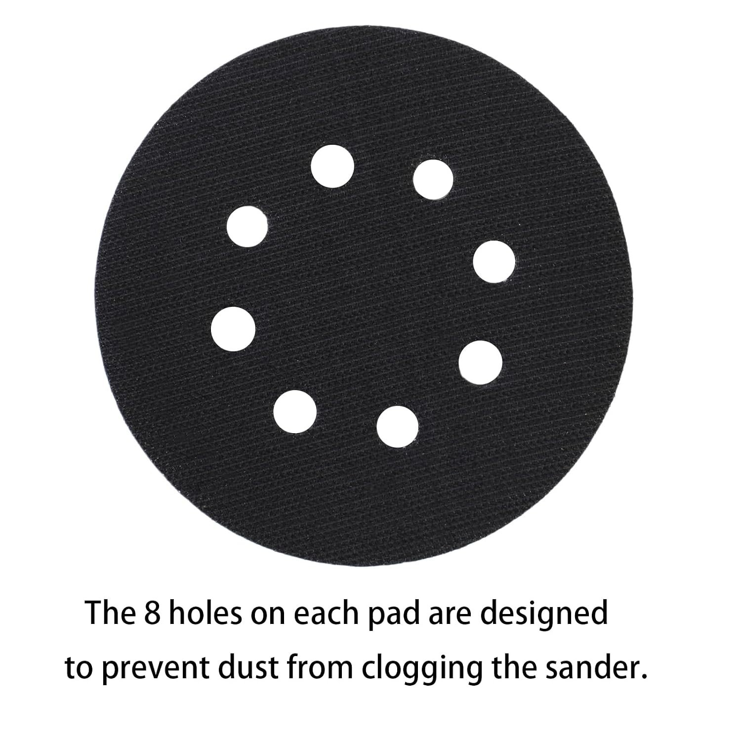 Foam Sanding Pads 5 Inch 8 Holes for Rotary Sander 2 Pack Aluminum Oxide
