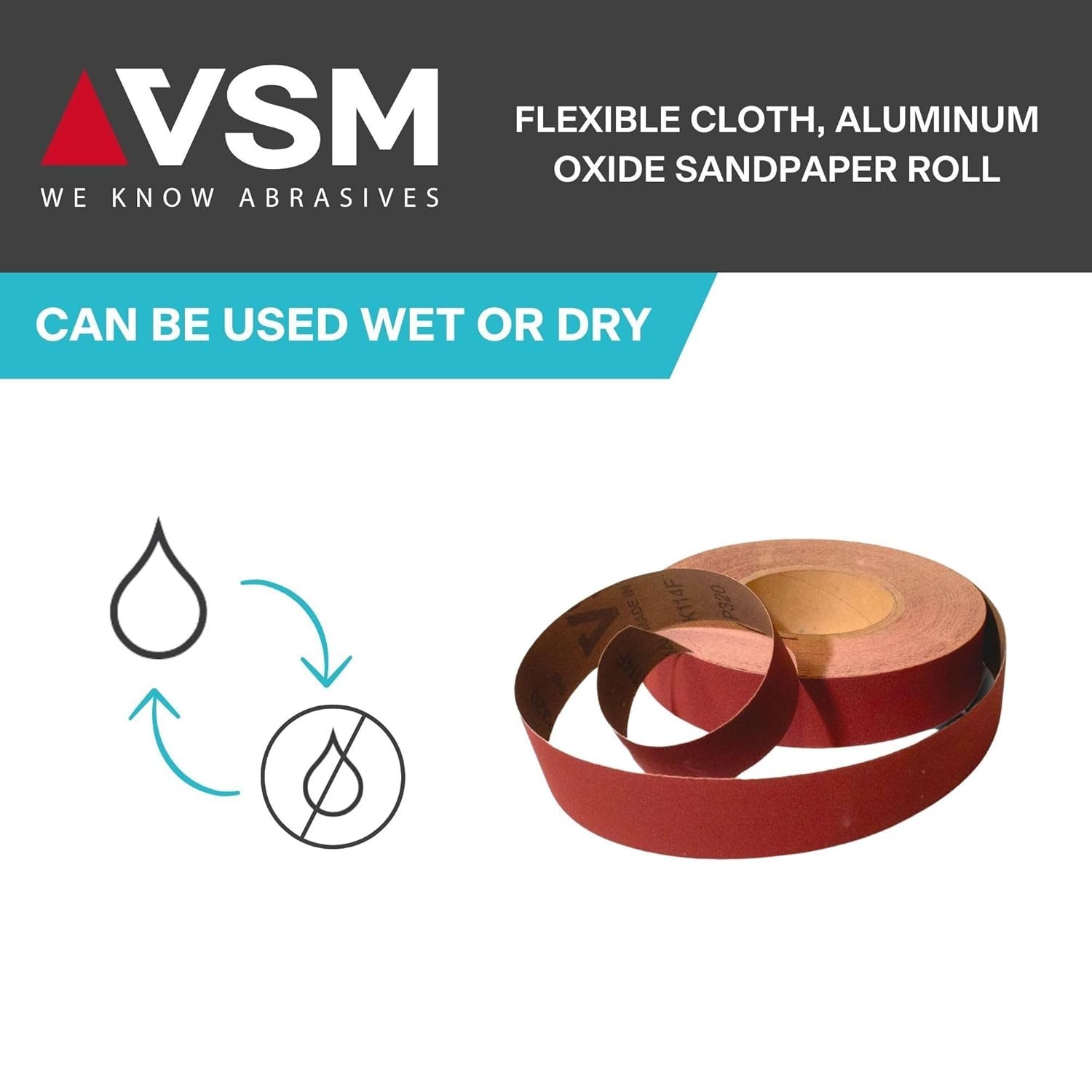1″ x 50yd 150′, 320 Grit Extra Fine Aluminum Oxide Sanding Shop Roll, F-Weigh…