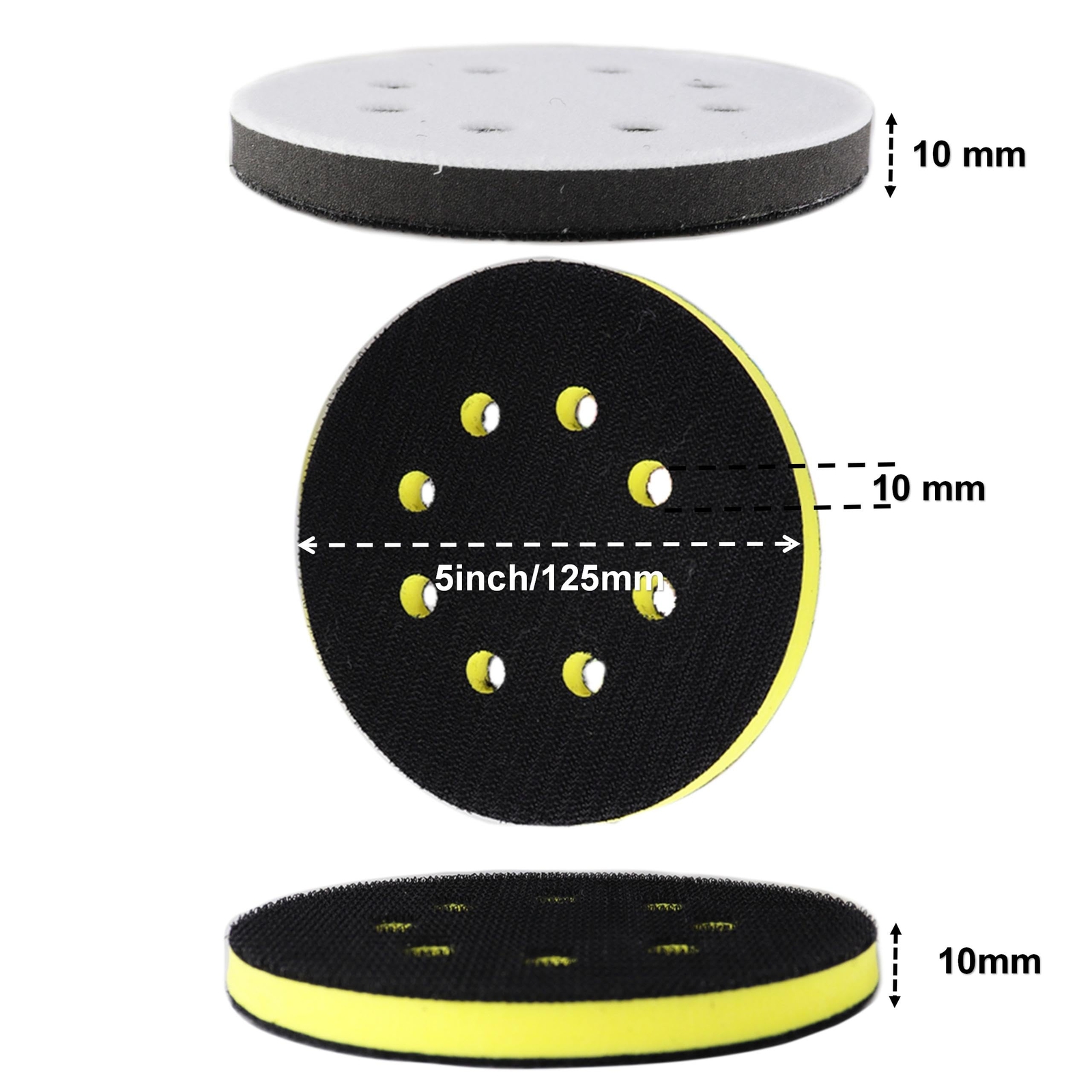 2 Pcs 5 Inch 8 Holes Soft Foam Interface Pad Hook and Loop Sponge Cushion Buffer
