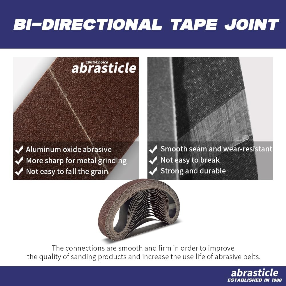 21 Pcs 1-1/2 x 30 Inch Assorted Aluminum Oxide Sanding Belt – 40/60/80/120/15…