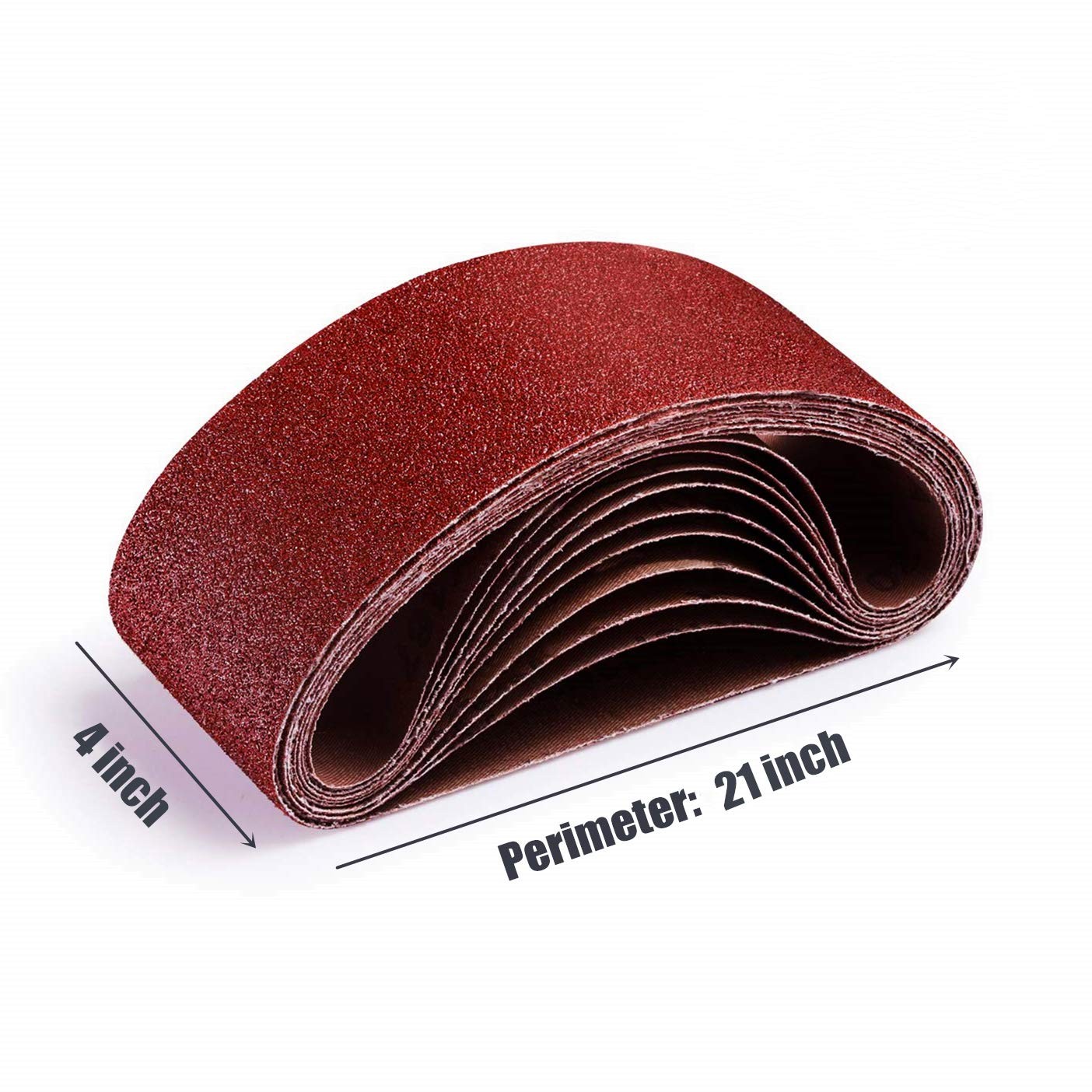 12 Pack 4×21 Inch Sanding Belts, 40 Grit, Aluminum Oxide, Sander Paper, Heavy