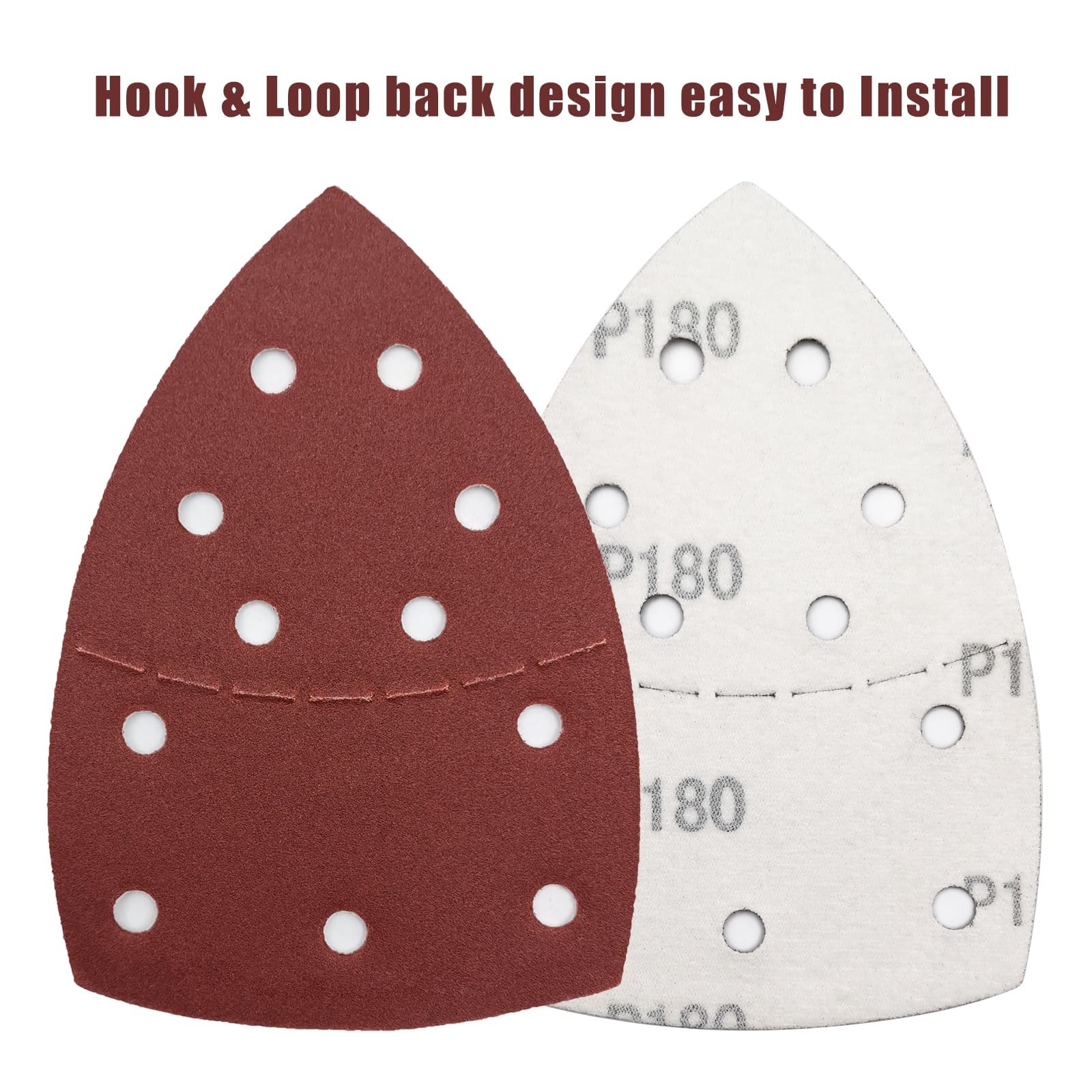 Mouse Detail Sander Sandpaper 180 Grit 6.1×4.25 inch 11 Holes – Hook and Loop
