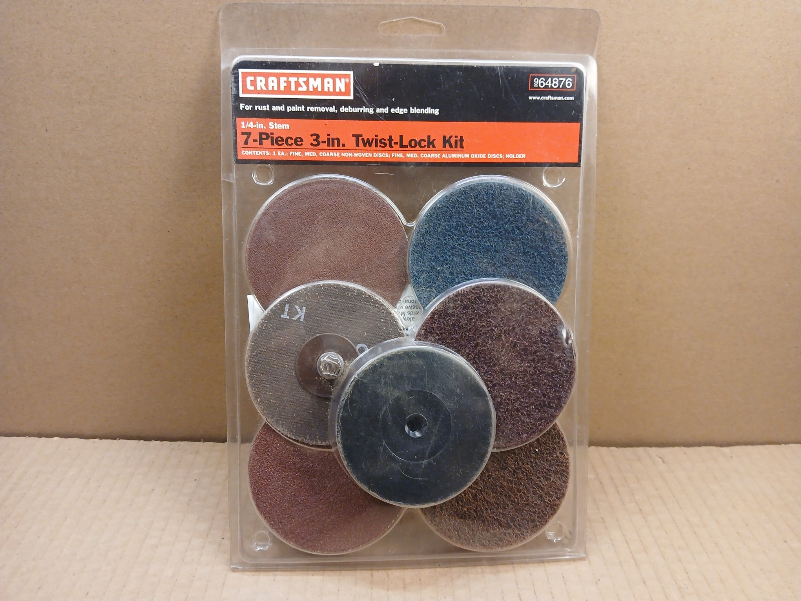 Craftsman 9-64876 7-Piece 3″ Twist Lock Kit 1/4″ Stem Rust/Paint Removal NOP