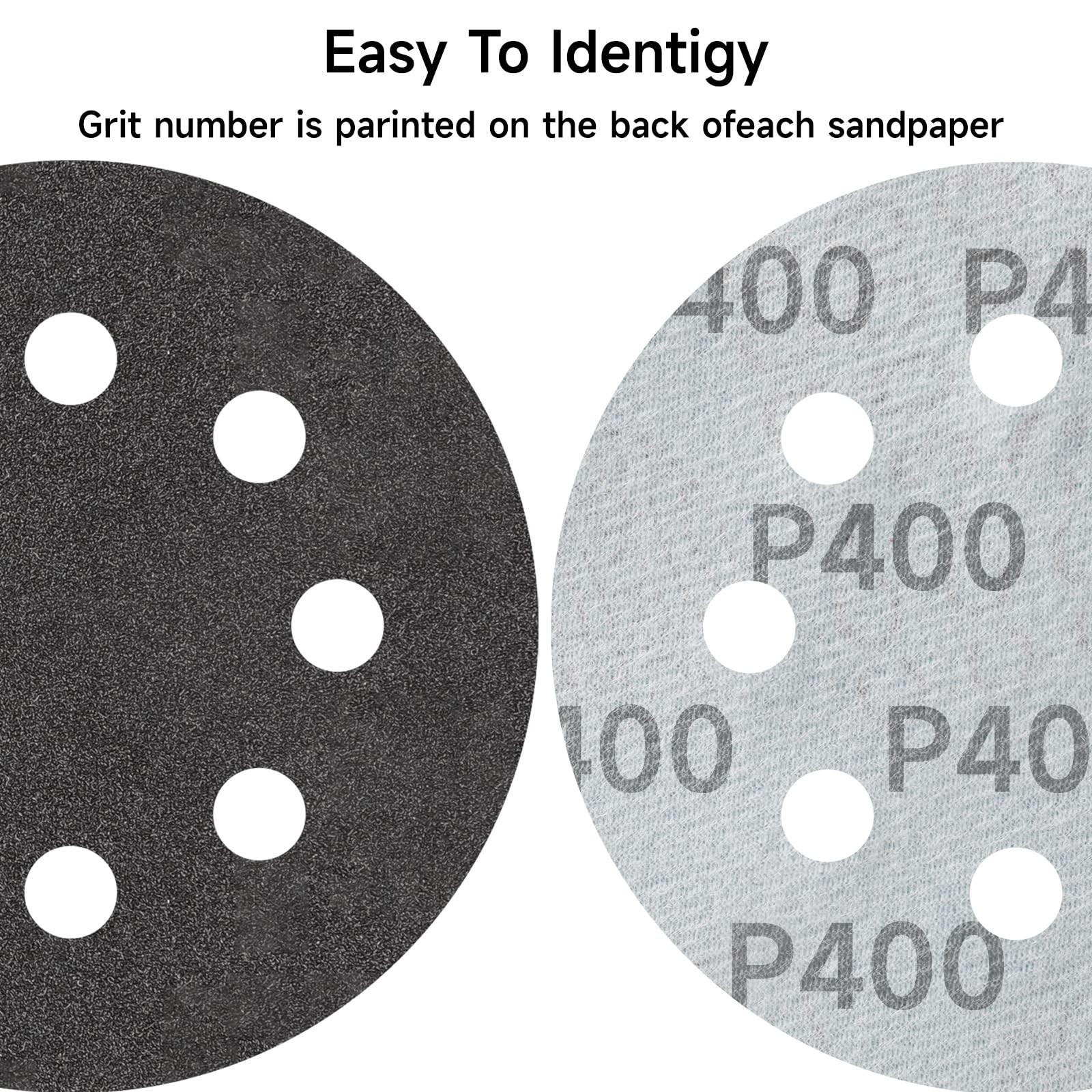 80PCS 5 inch Wet Dry Sanding Discs, Silicon Carbide Orbital 5 inches, Black