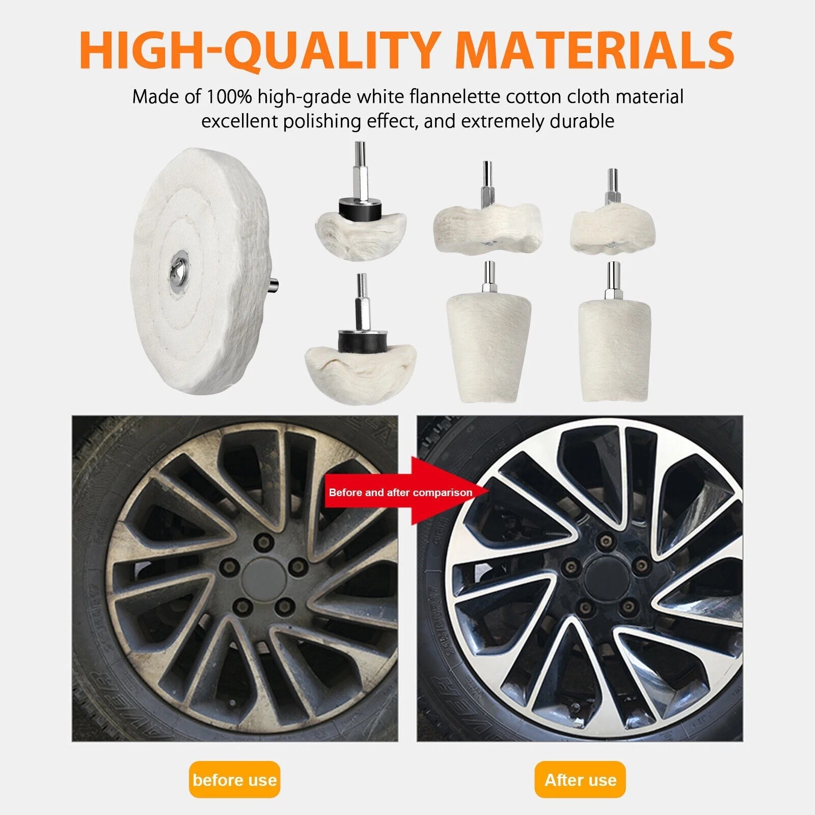 Cotton Metal Aluminum Polishing Wheel Kit for Drill Die Grinder Car Buffing Pads