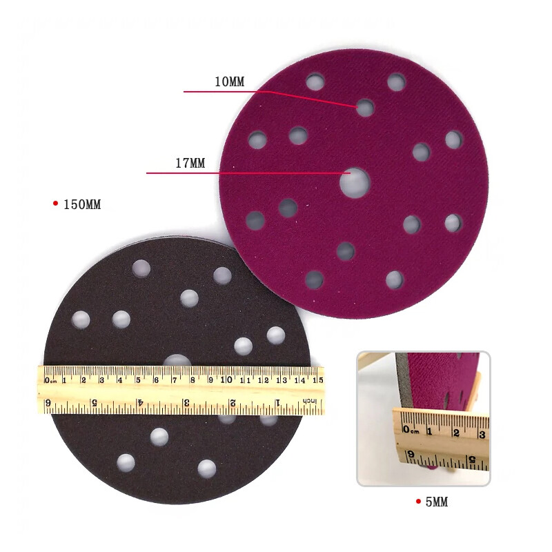 6″ 150mm 15 Hole Wet And Dry Sponge Red Sandpaper Sanding Disc 300-2000 Grit