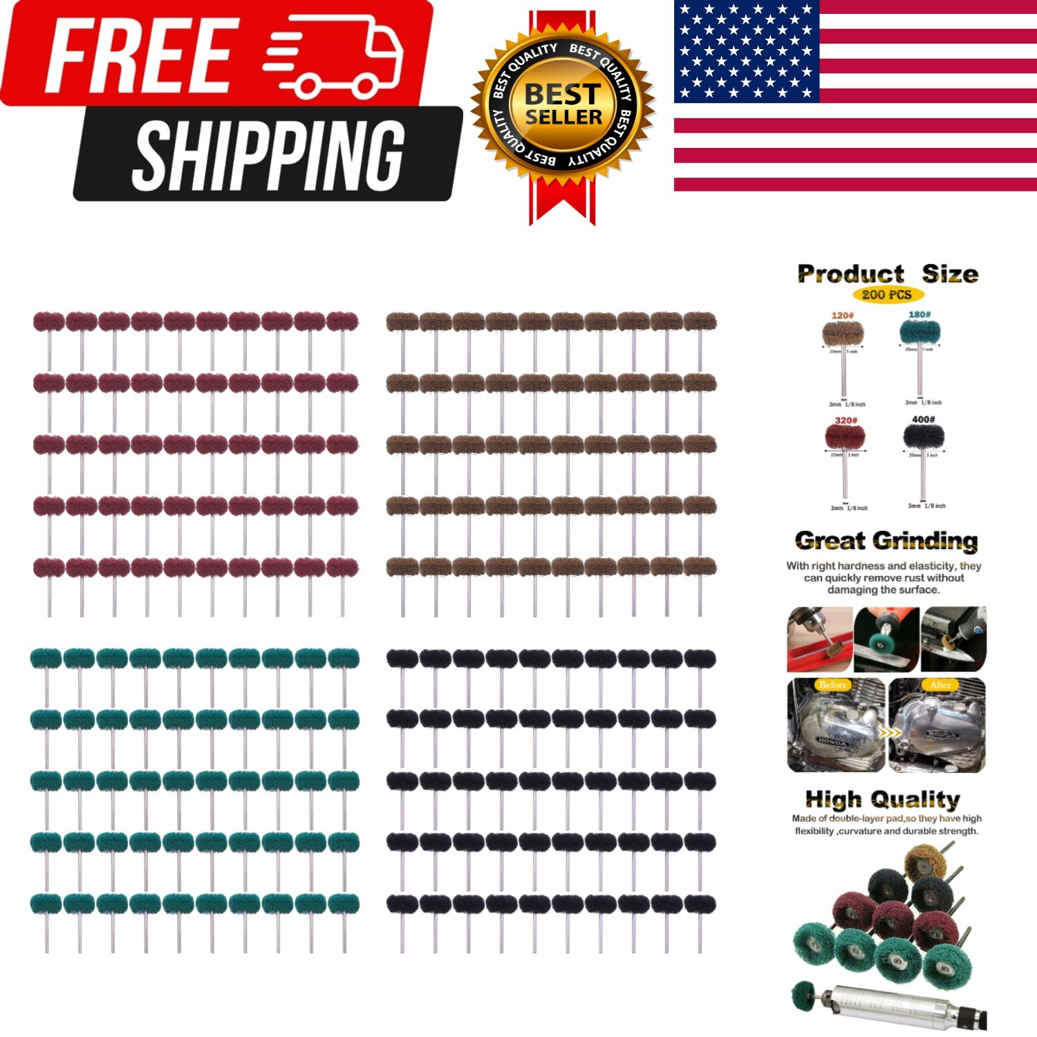 200 Pack Abrasive Wheels, 1″ 25mm Abrasive Buffing Polishing Wheels Burr for …