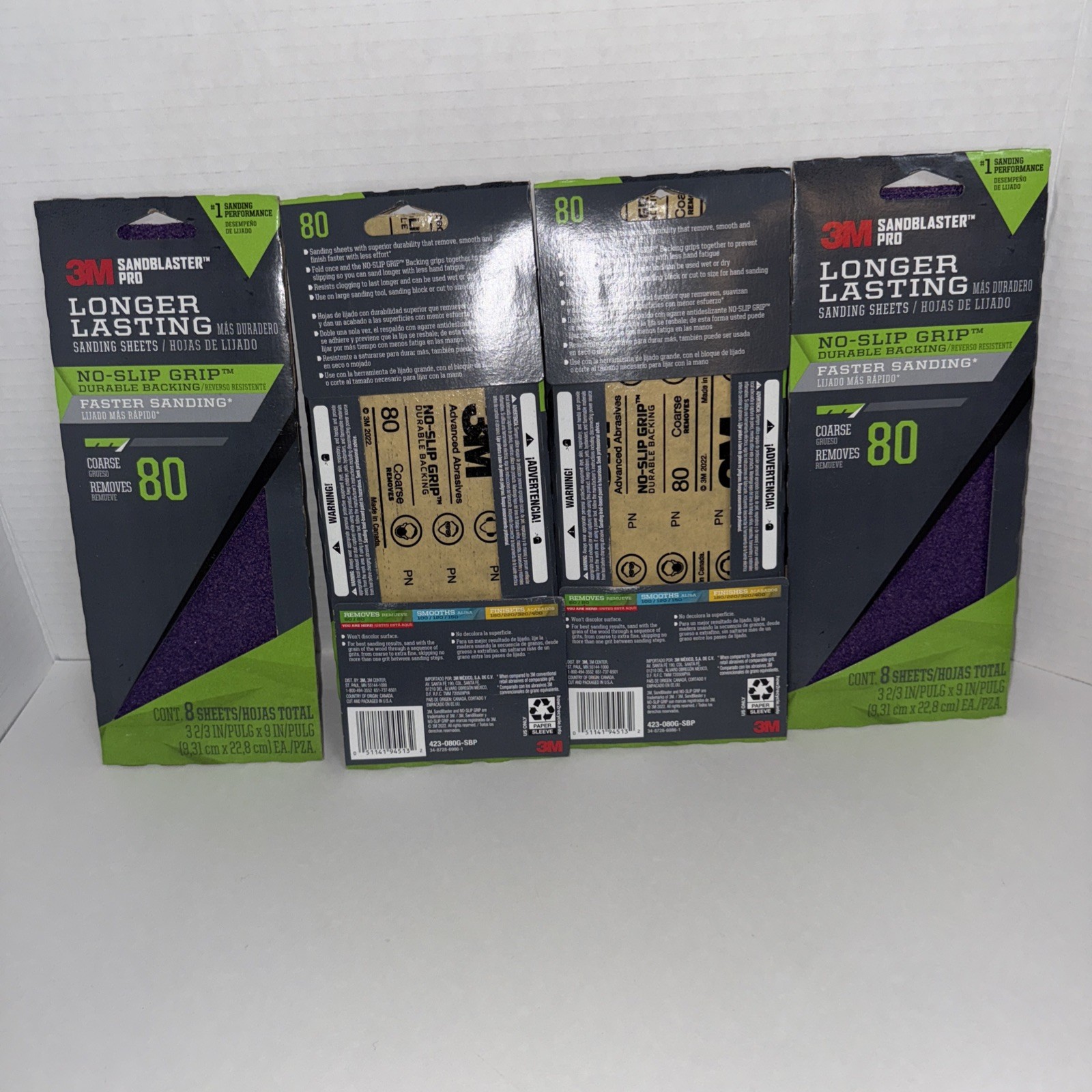 3M SandBlaster Pro Coarse 80-Grit Sheet Sandpaper 8 Count New