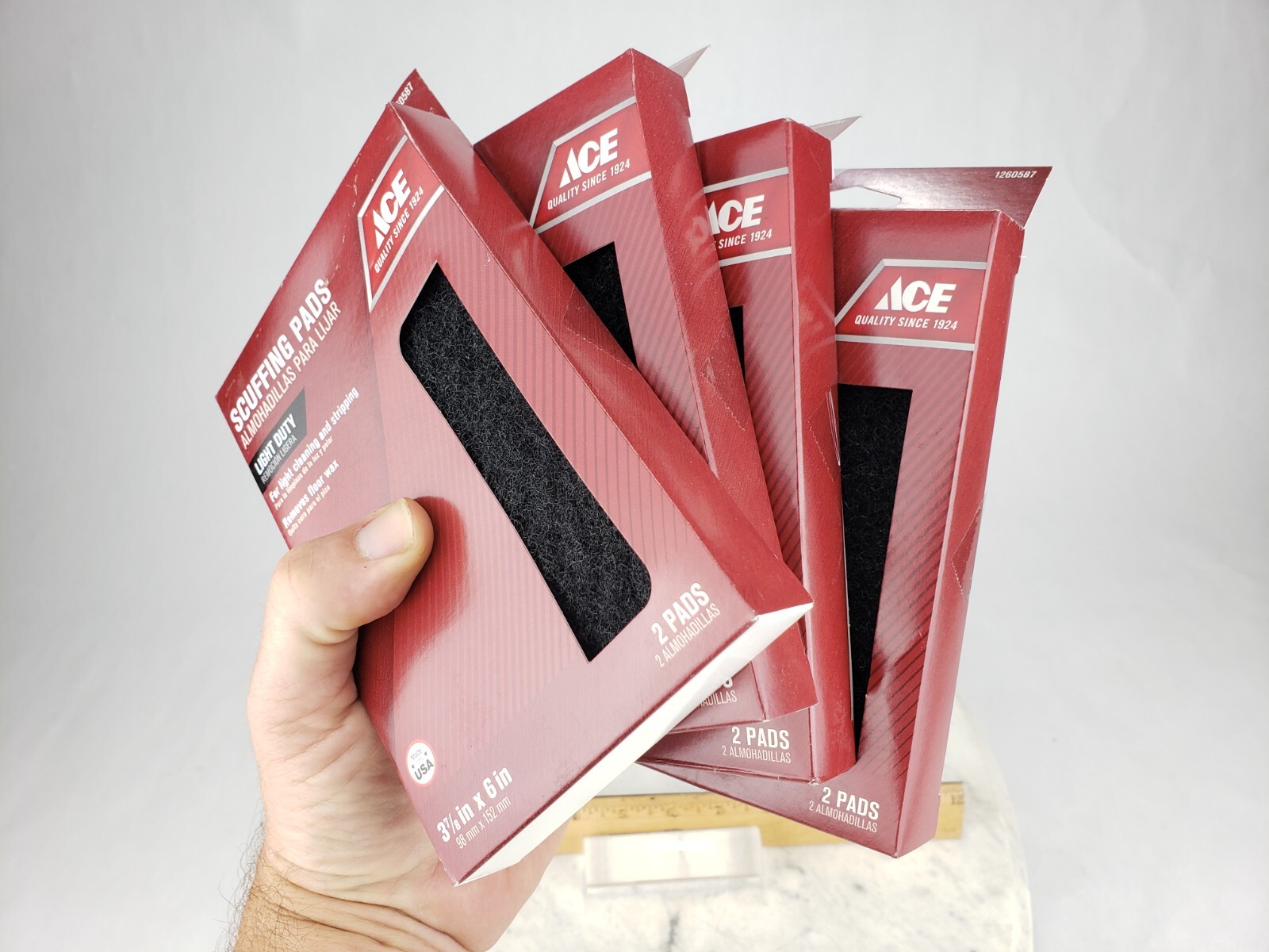 4x ACE Scuffing Pads Light Duty Finishing Pad Gray Polish Synthetic Steel Wool