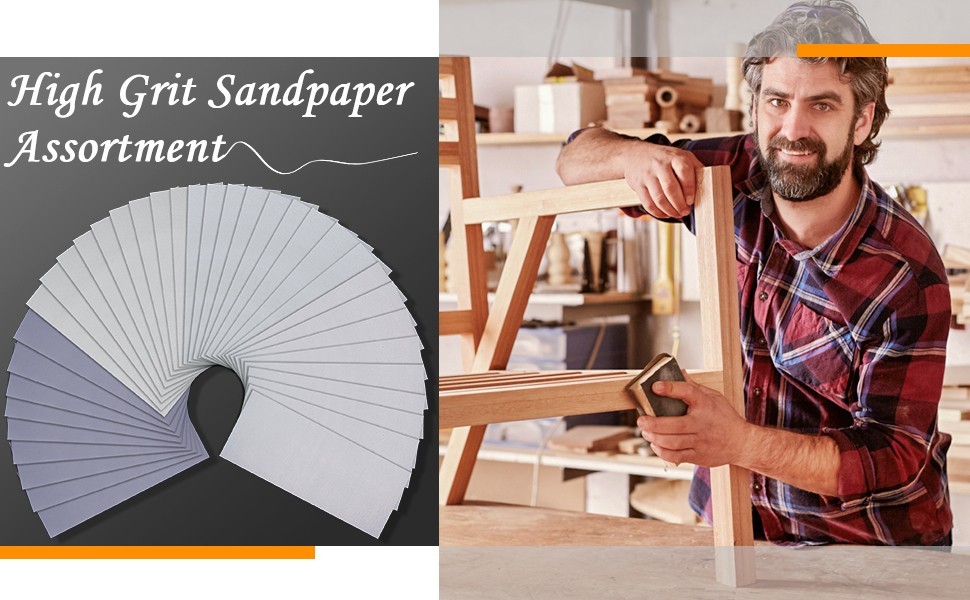 36 Pieces Wet and Dry Sandpaper 3000 5000 7000 10000 Grit Sanding Paper 9×3.6 in