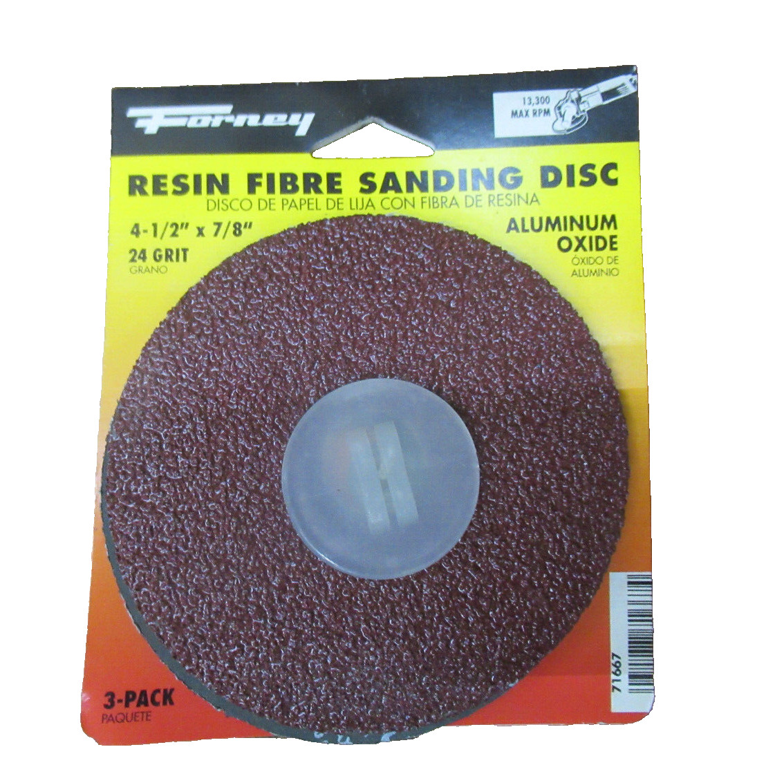 FORNEY 71667 4-1/2″ X 7/8″ RESIN FIBRE SANDING DISC 24 GRIT ALUMINUM OXIDE 3-PAK