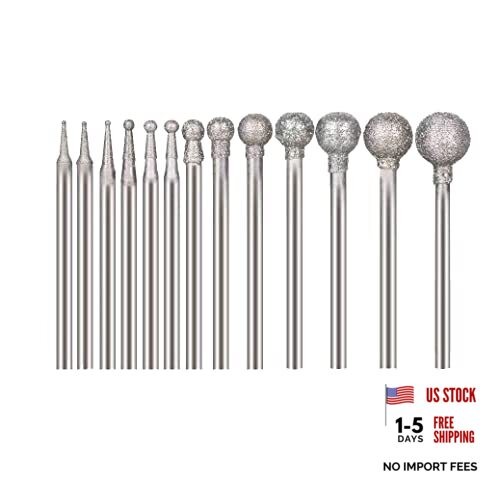 13 Pcs Ball Shape Diamond Burr Diamond Mounted Grinding Burs Stone Carving