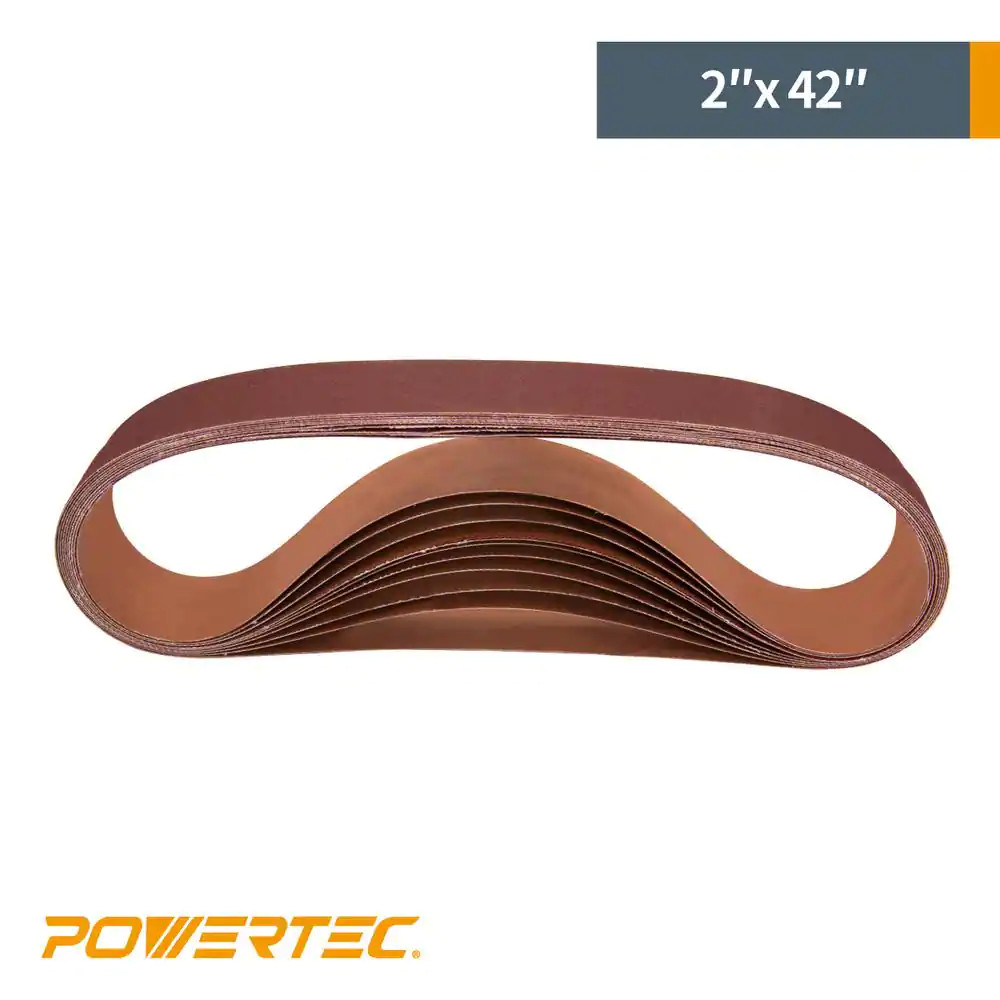 2 In. X 42 In. 60/80/120/150/240/400-Grit Aluminum Oxide Sanding Belt (12-Pack)