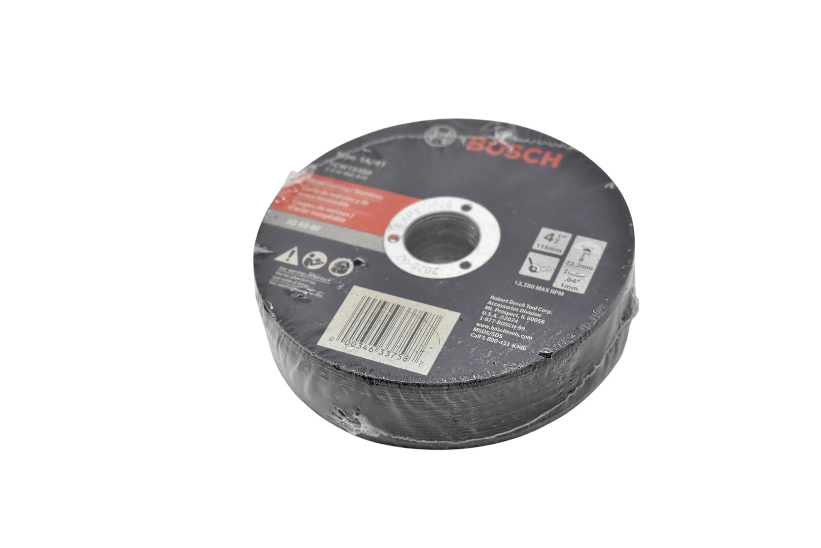 25 Pack Bosch Type 1A/41 Cut-Off Wheels 4-1/2in 115mm 22.23mm 2 610 065 810