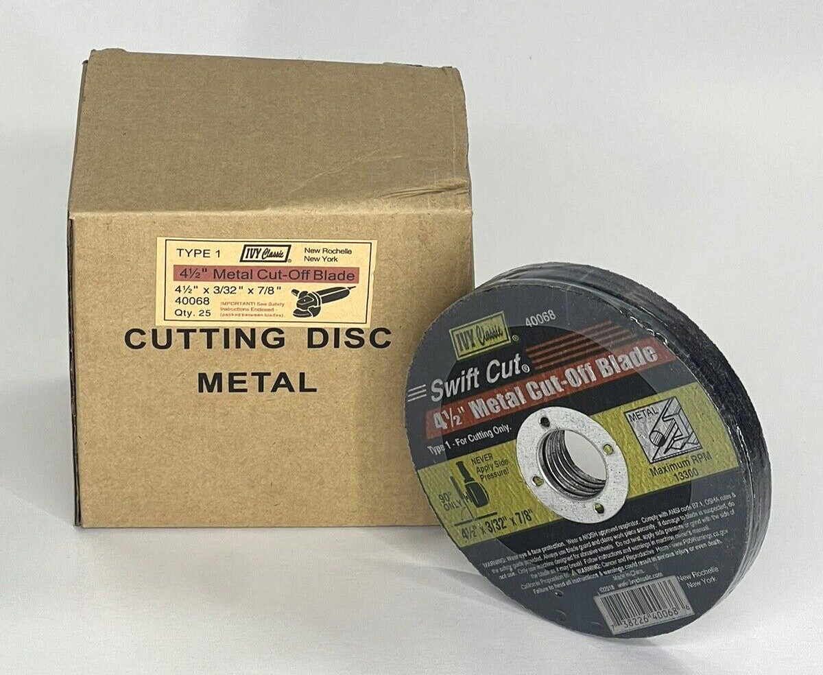 Box of 25 – Ivy Classic 40068 Swift Cut 4 1/2″ Metal Cut-Off Blade – NEW