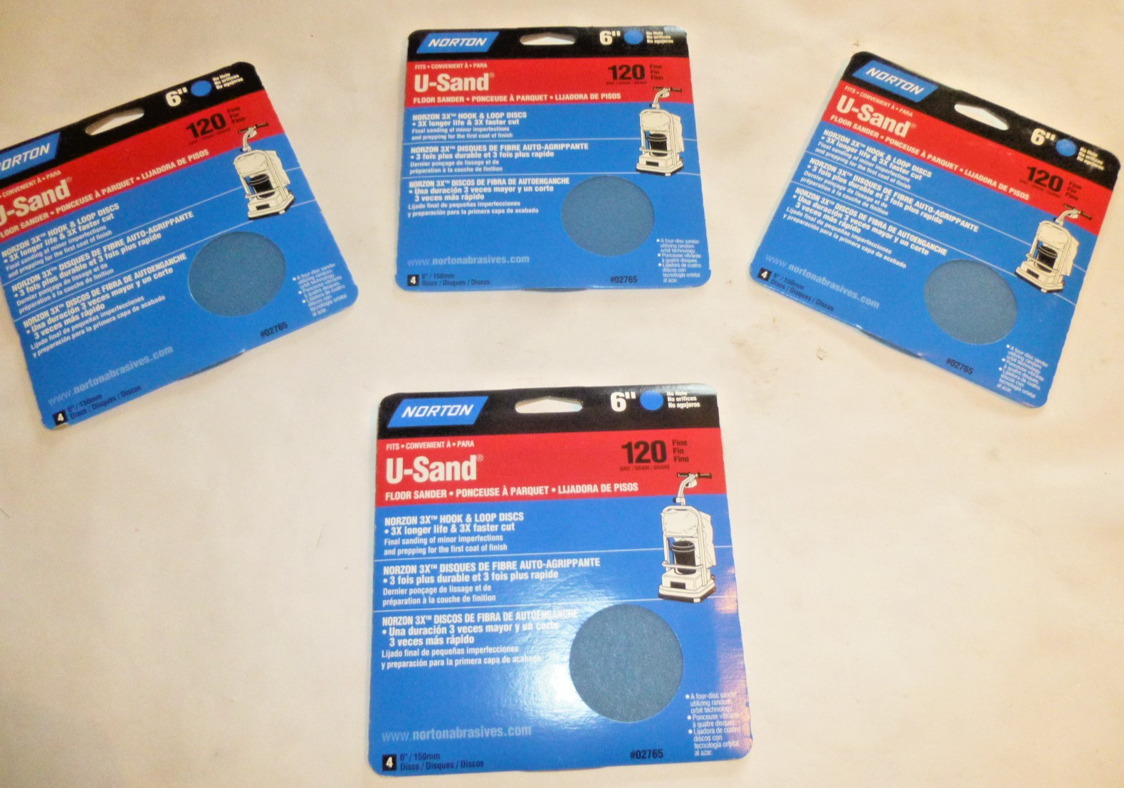 4 packs Norton Floor Sander U-Sand 6 inch 120 grit hook & loop discs each with 4