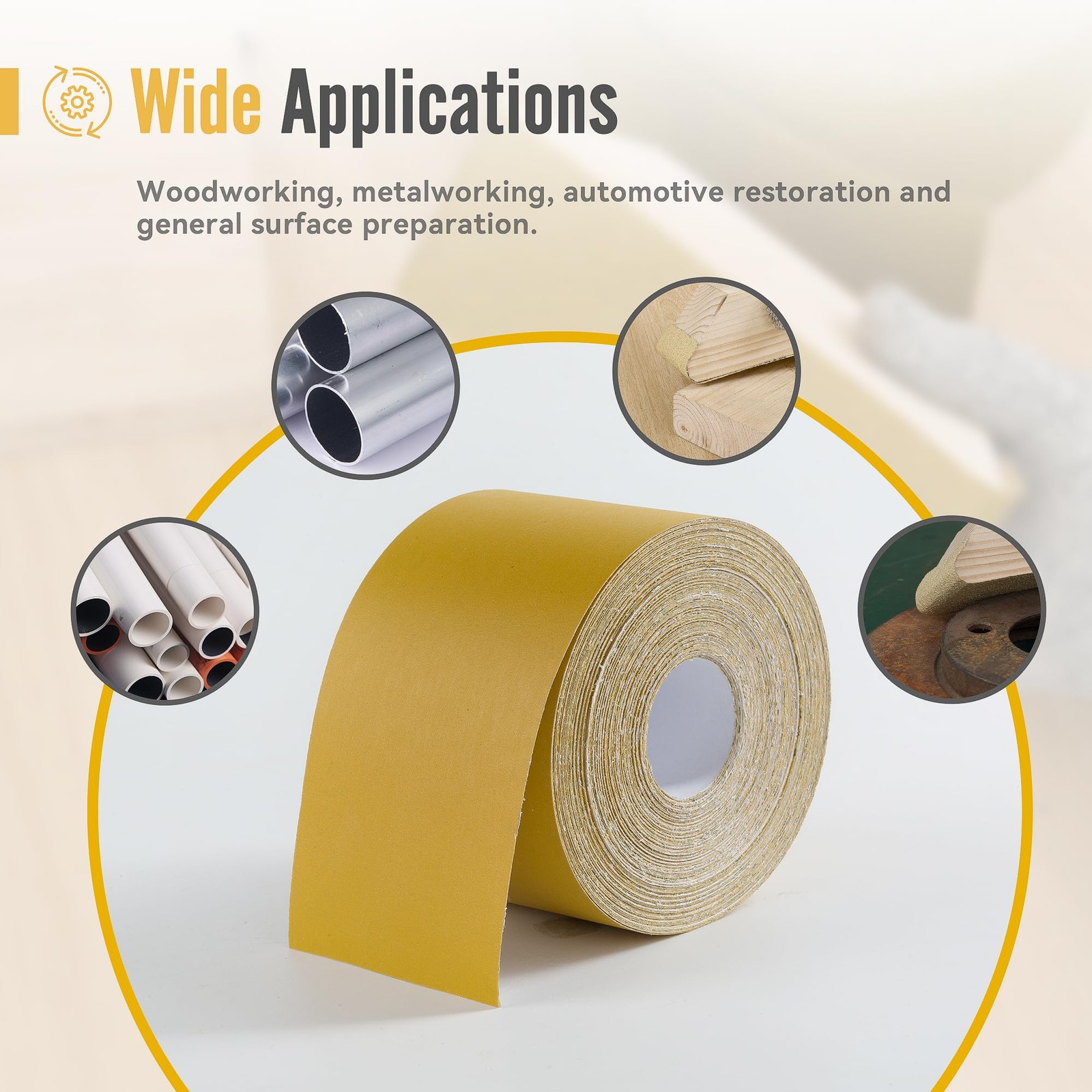600 Grit Sandpaper Roll 20 Yard Long Continuous Roll,2-3/4” Wide Adhesive Backed