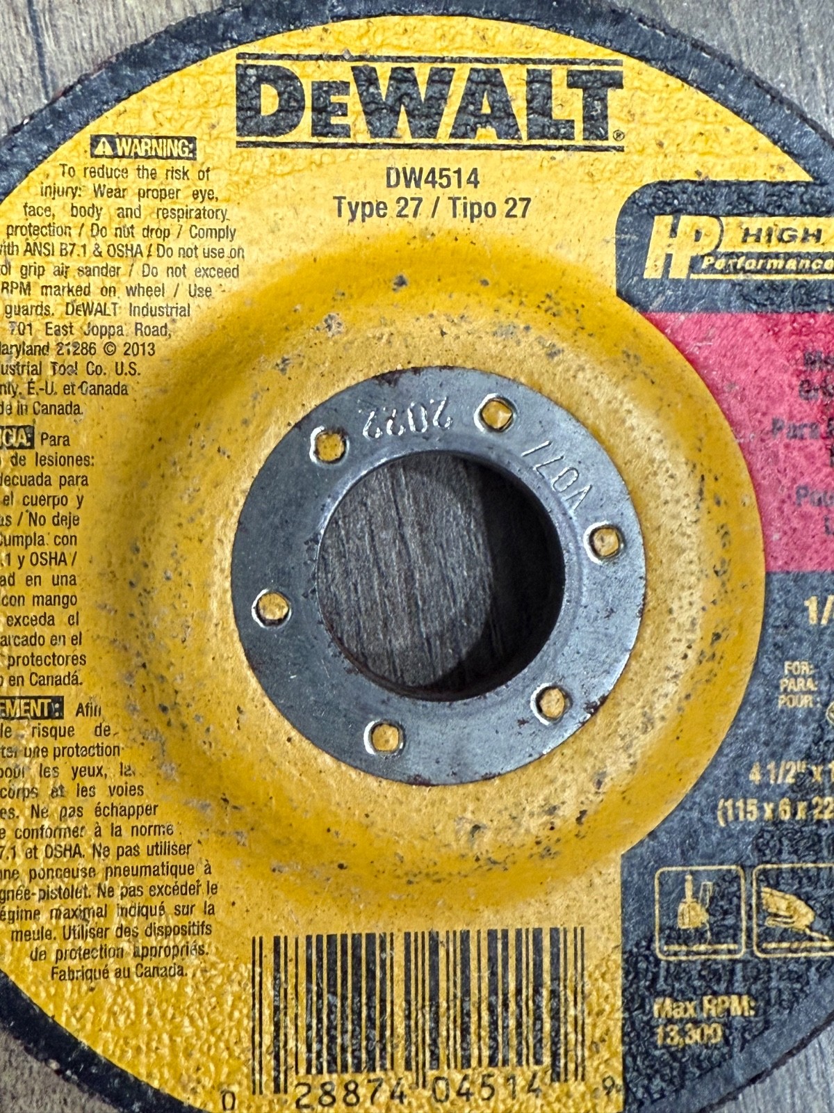 Dewalt DW4514 T27 4.5 in X 1/4 in X 7/8 in Metal Grinding Wheels x 4 DWA8062F x2
